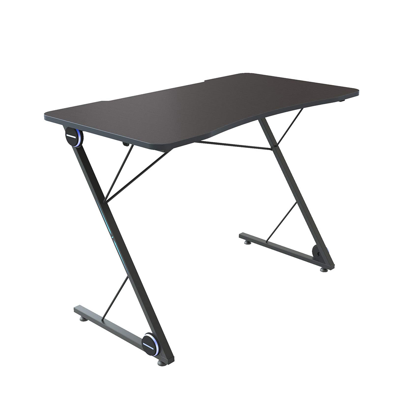 XXJF Z-Shaped Gaming Desk - 44 Inch LED Computer Desk for PC Gaming, Home Office & Esports | Ergonomic Workstation for Writing, Streaming & Gaming Setup