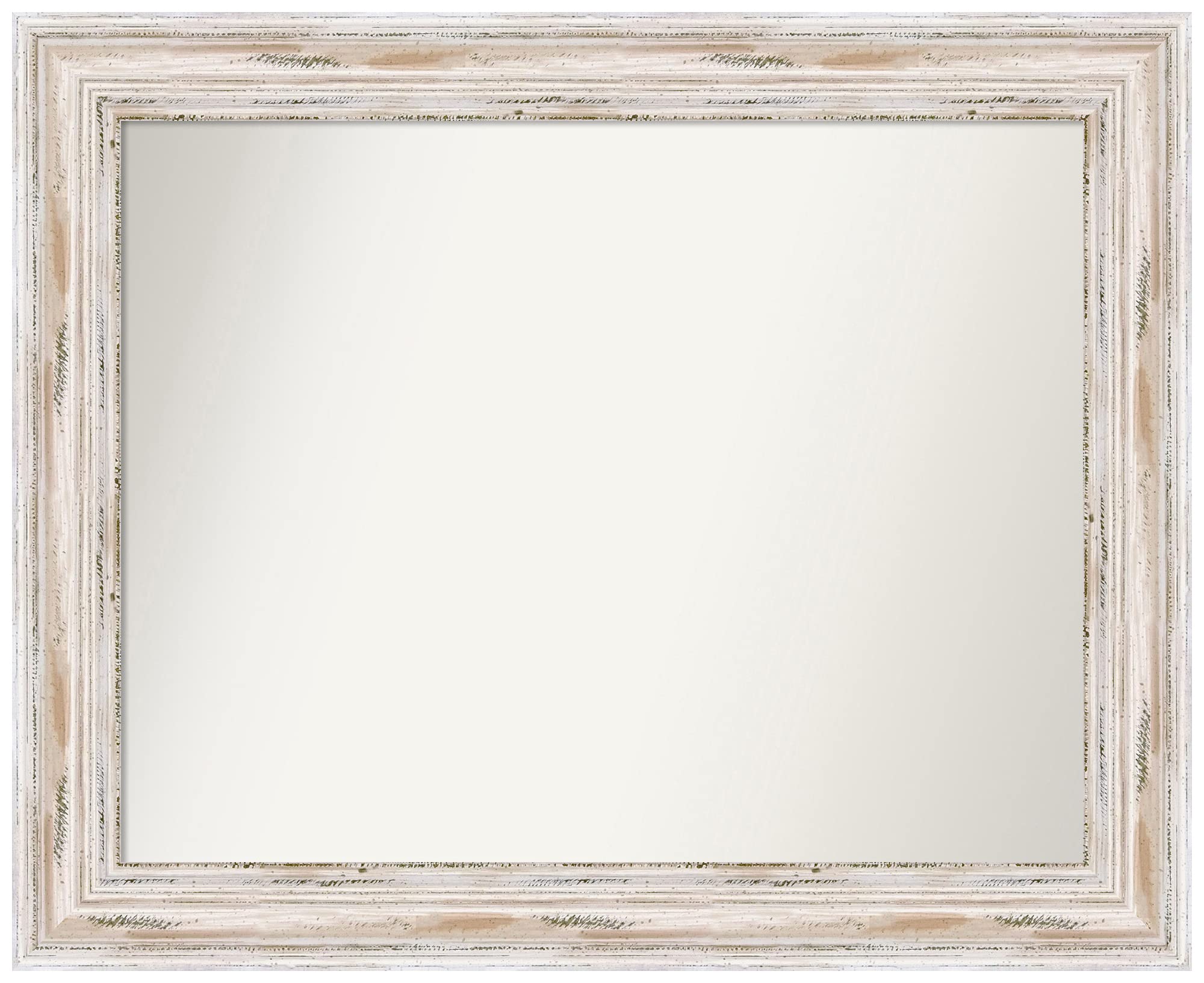 Amanti Art Alexandria White Wash Non-Beveled Custom Wall Mirror 26x32 Inch - Bathroom, Living Room, Bedroom Decorative Mirror - Multiple Custom Sizes Available