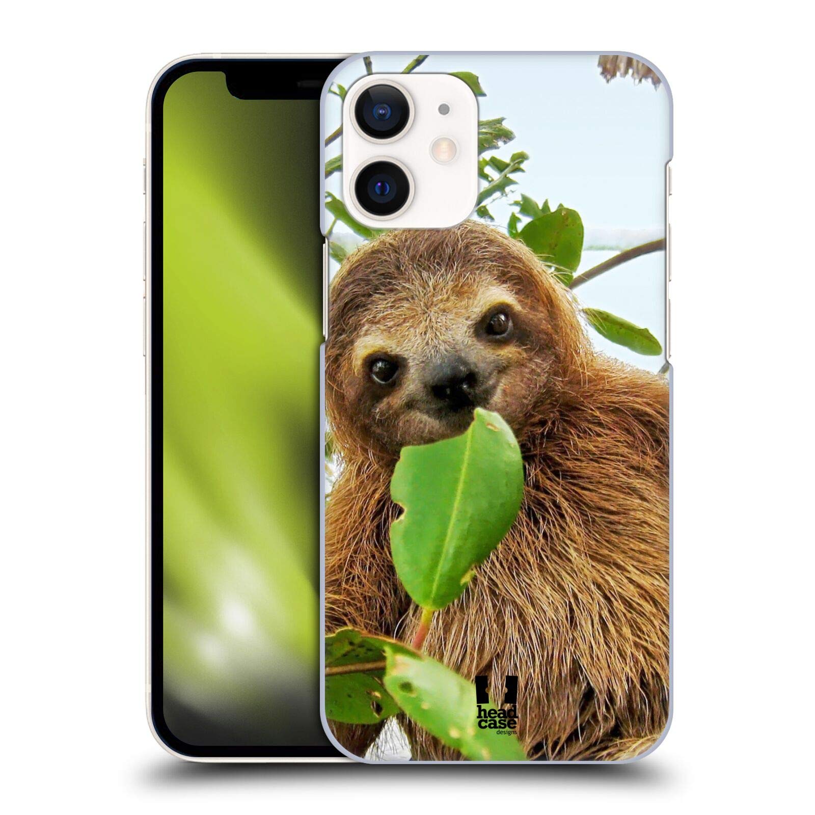 Head Case Designs Three-Toed Sloth Hard Back Phone Case - Compatible with Apple iPhone 12 Mini | Cute Animal Protection Cover for Everyday Use & Gifts