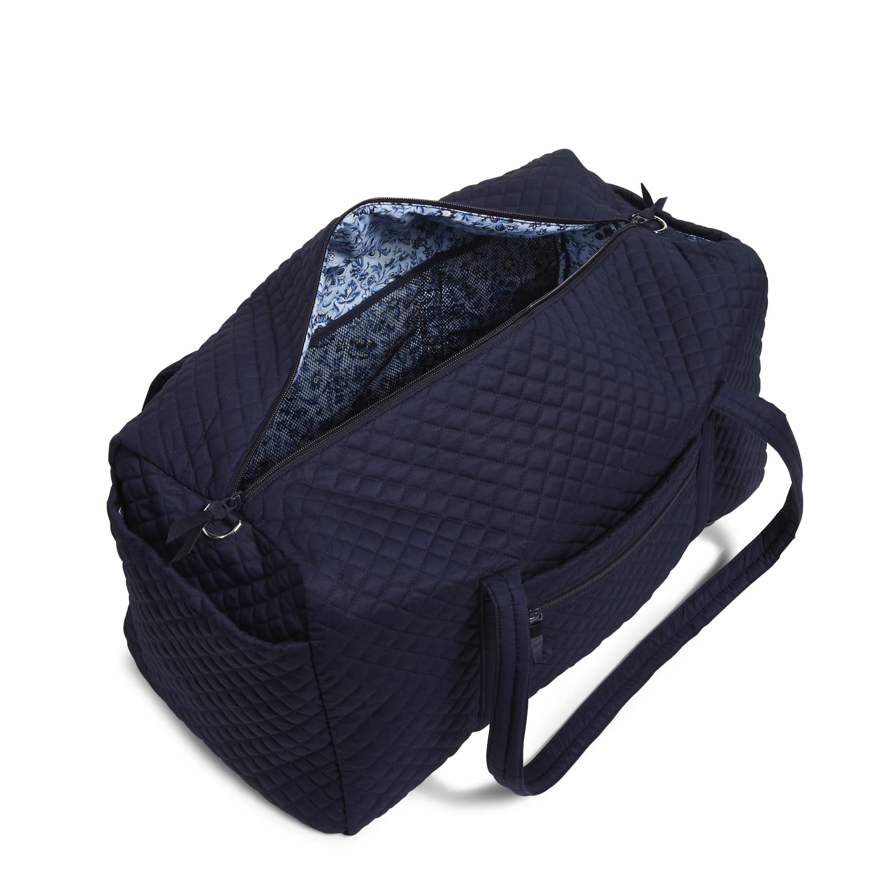 Vera Bradley Women's Large Cotton Travel Duffel Bag - True Navy, Spacious Carry-On Weekender for Gym, Beach & Overnight Trips