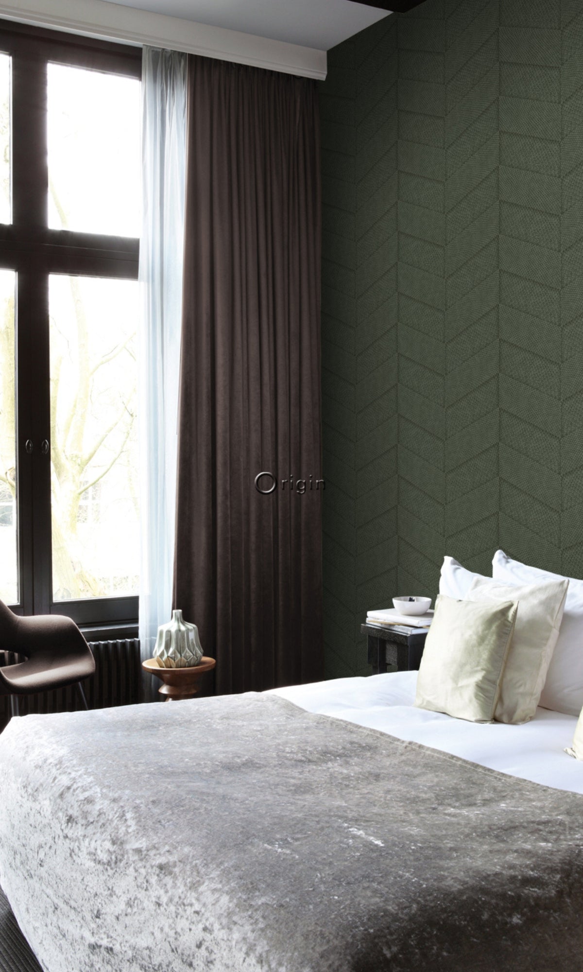 Charcoal Grey Chevron Textured Geometric Wallpaper Roll R8316 - Modern Peel & Stick Wallpaper for Living Room, Bedroom, Office Decor