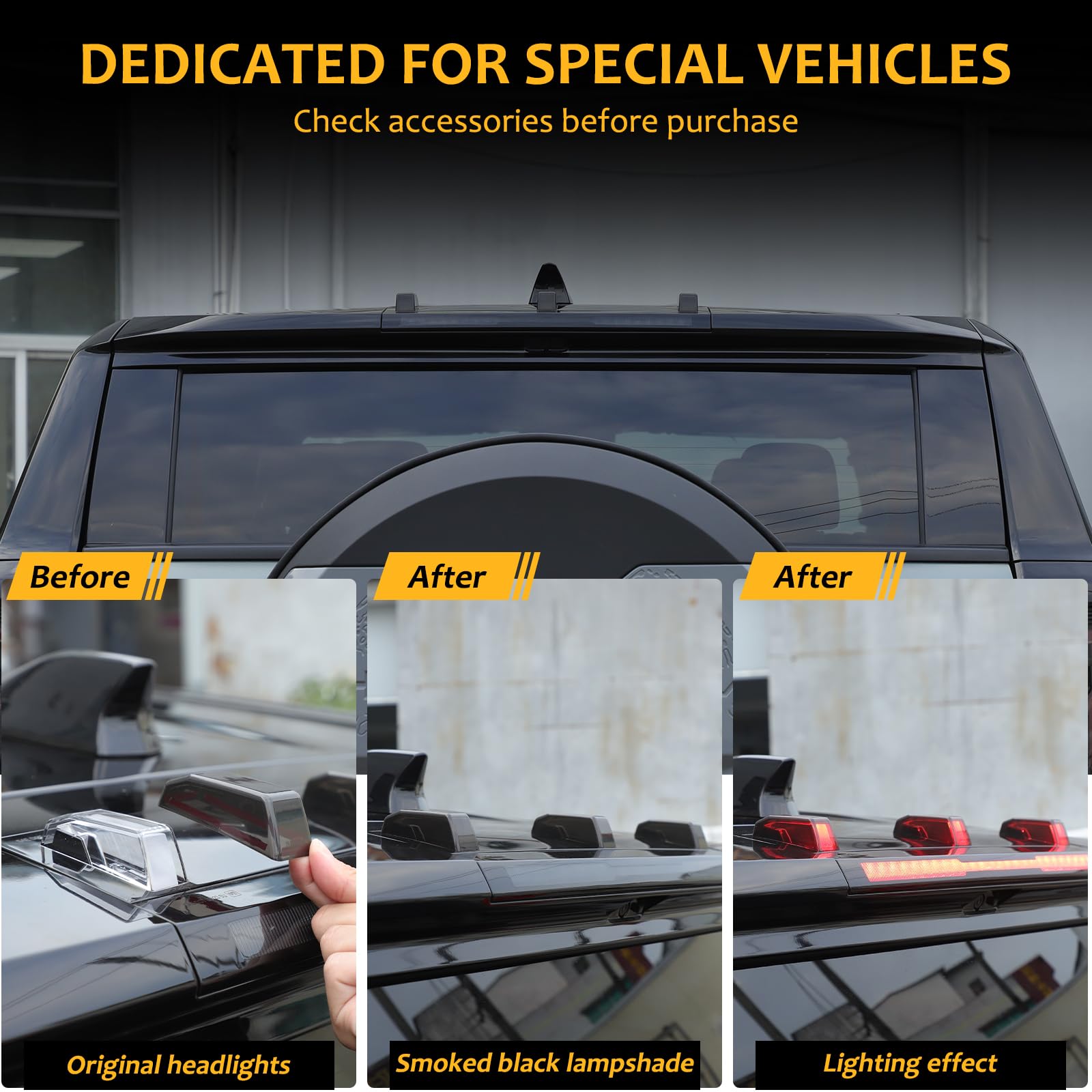 2024-2025 Hummer EV SUV Roof Marker Lights - Clearance Running Lights with Smoked Lens Cover (3PCS) - Perfect for Off-Roading & Night Driving Safety