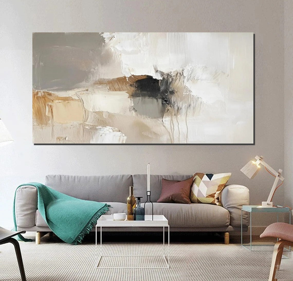 Hand Painted Modern Abstract Wall Art - Large Acrylic Canvas Painting for Dining Room Decor | Contemporary Home Artwork for Living Room & Office