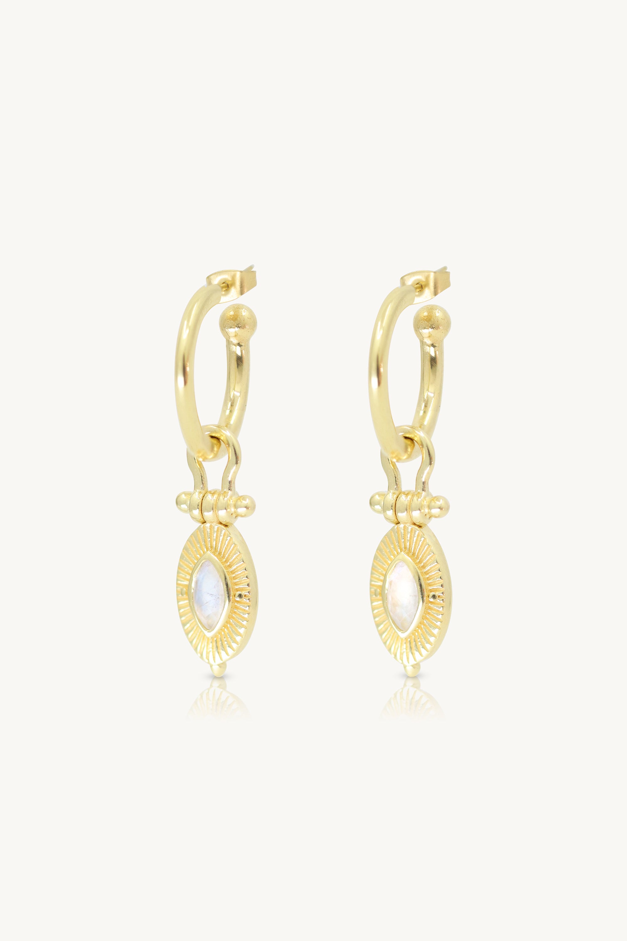 Radiance Moonstone Gold Hoop Earrings for Women - Elegant Dainty Jewelry for Everyday Wear & Special Occasions