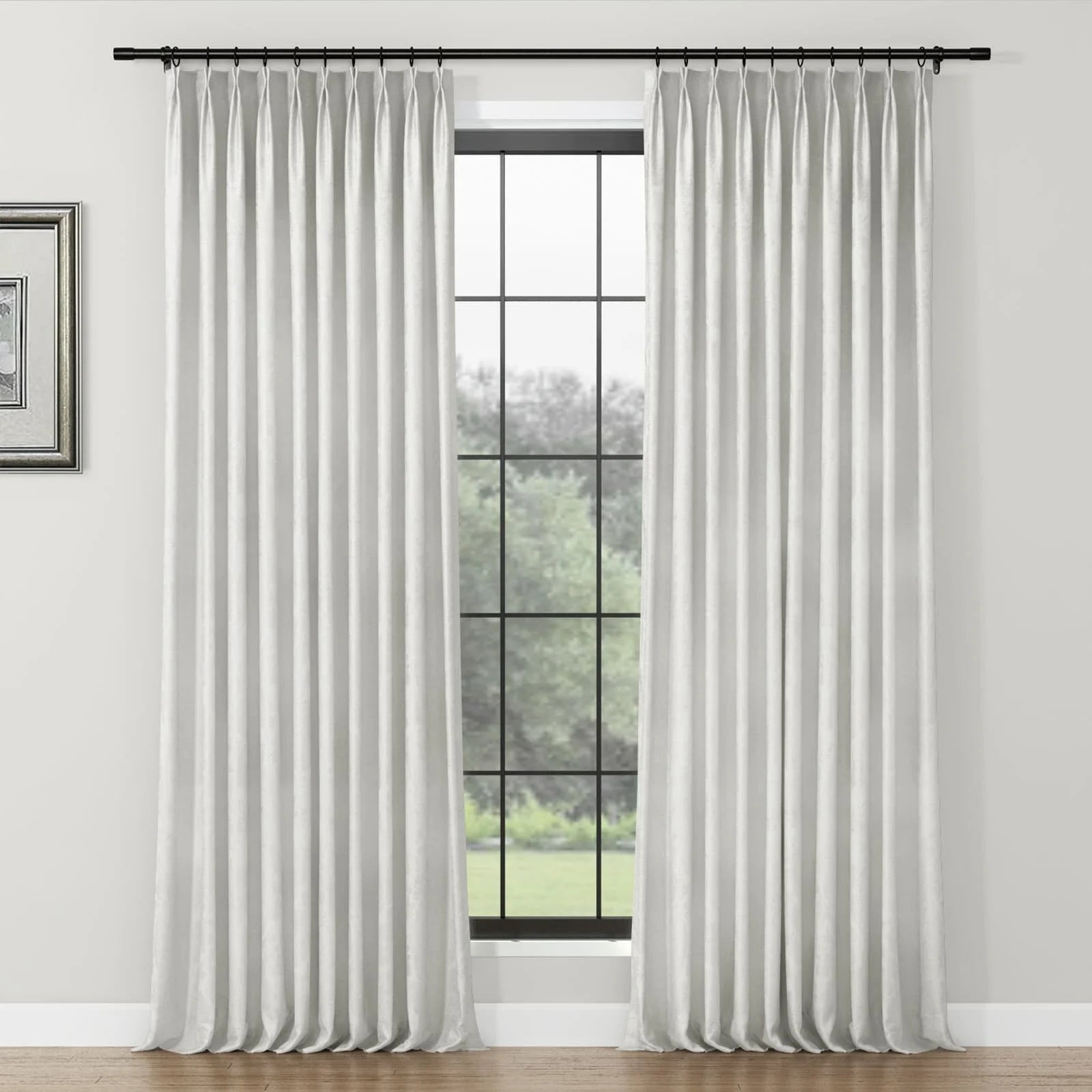 Lydia Plants Jacquard Curtain Pleated - Elegant Floral Print Blackout Drapes for Living Room, Bedroom & Nursery - Home Decor Window Treatments for Privacy & Light Control