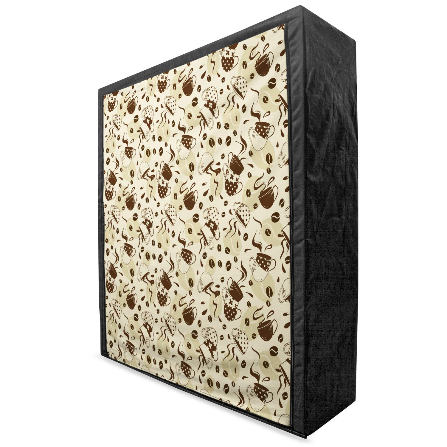 Ambesonne Modern Portable Fabric Wardrobe - Coffee Cup Polka Dot Design with Shelves, 59 Inch Cream & Brown Clothing Organizer for Bedroom, Closet Storage | Perfect for Small Spaces, Dorm Rooms & Guest Room Organization