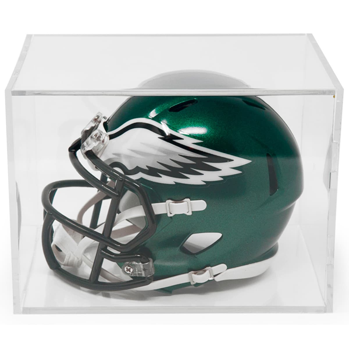 Mini Football Helmet Display Case - Clear Square Acrylic Showcase for Collectibles & Memorabilia - Perfect for Sports Fan Gifts, Man Cave Decor, and Trophy Display