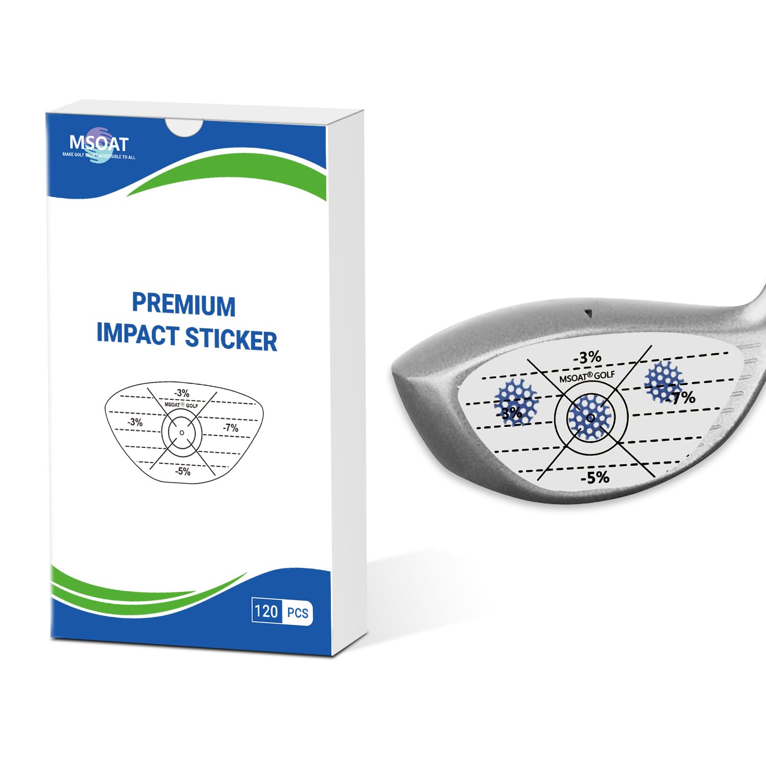 MSOAT Golf Impact Tape Labels - Self-Teaching Sweet Spot & Swing Consistency Analyzer for Improved Accuracy & Distance | 3-in-1 Golf Club Impact Stickers | Perfect for Driving Range Practice & Swing Training