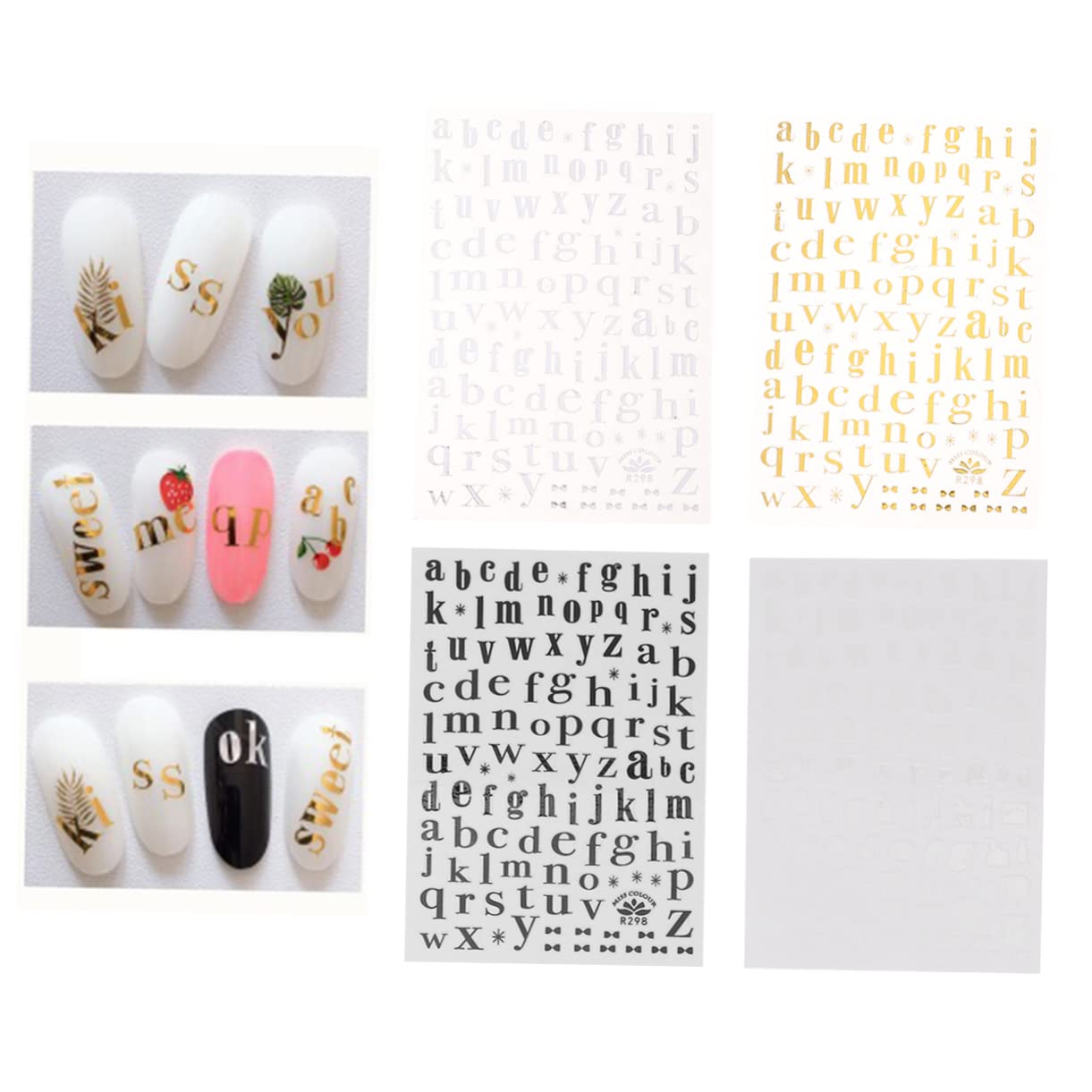 FOMIYES 8pcs Alphabet Nail Stickers - Self-Adhesive 3D Letter Nail Decals for Women, DIY Nail Art Designs, Manicure Decorations - Perfect for Parties, Weddings, and Special Occasions