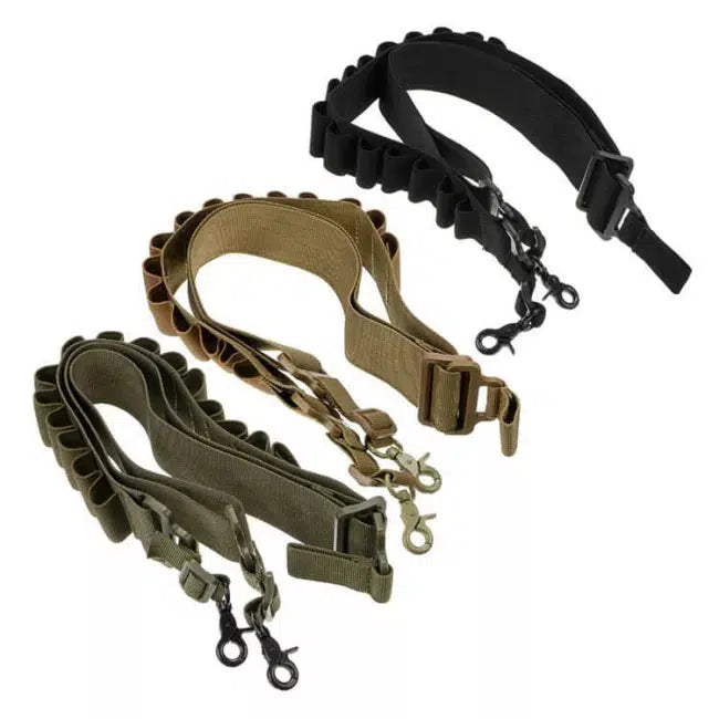 Two Point Rifle Sling with Shell Holder - Adjustable Tactical Gun Sling for Hunting, Shooting & Outdoor Activities