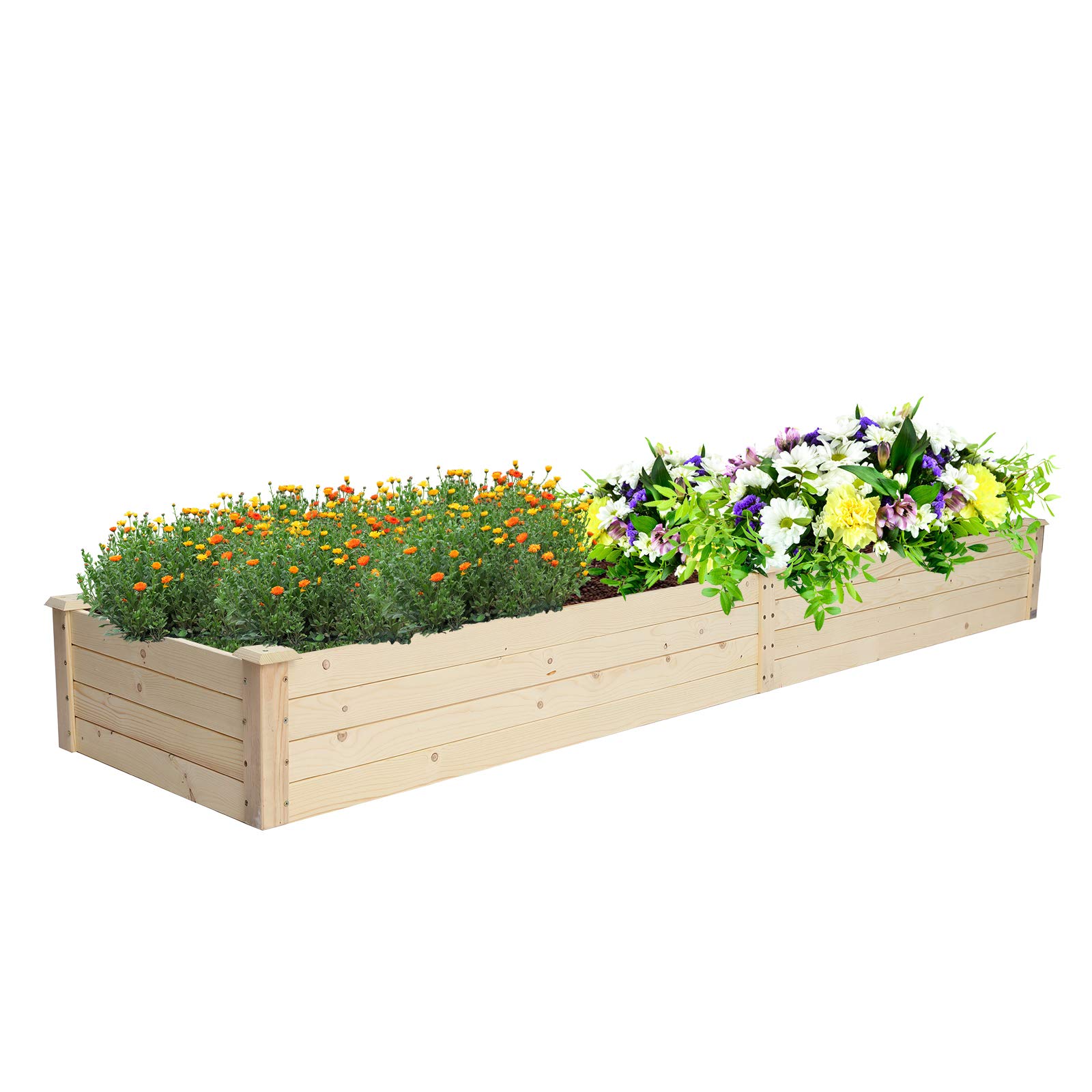 96x24x10 Inch Outdoor Wooden Raised Garden Bed Planter Box for Vegetables, Flowers, Grass & Lawn - Natural Cedar Wood - Perfect for Backyard, Patio & Urban Gardening