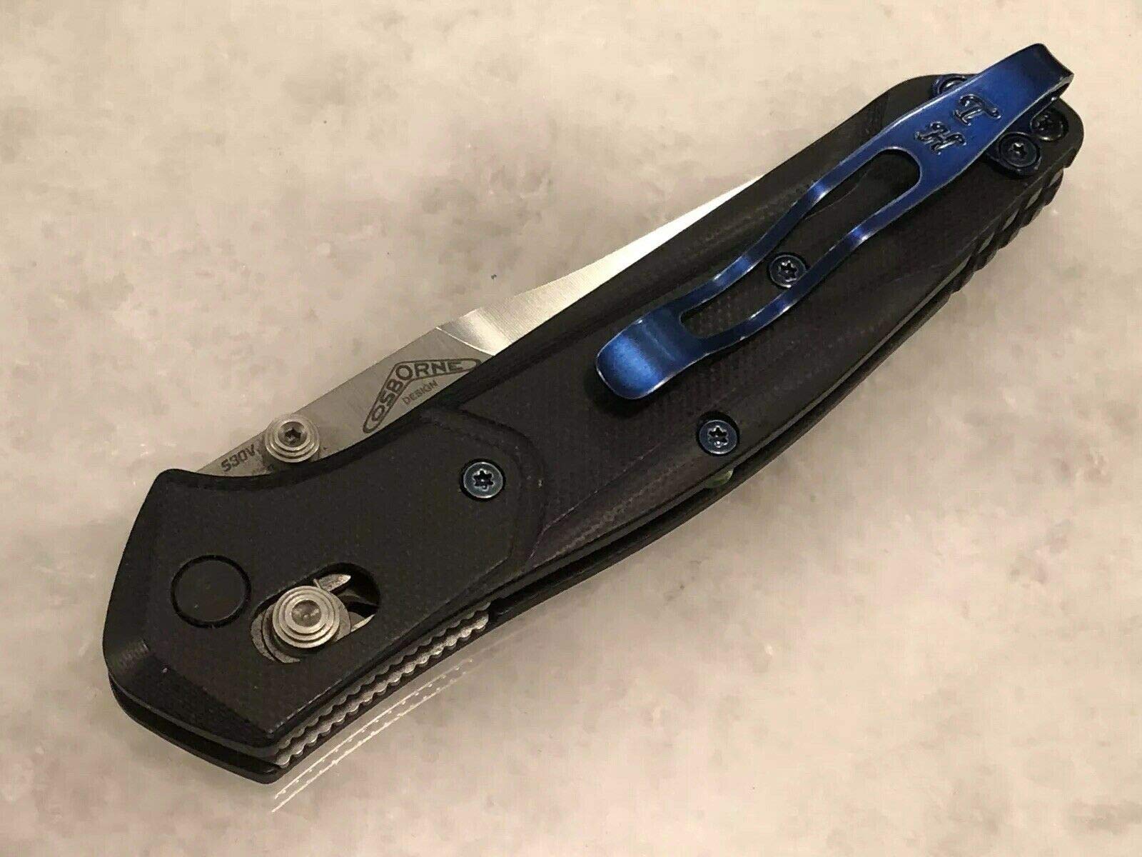 Premium Blue Titanium Deep Pocket Clip & Screws Replacement Set for Benchmade Osborne 940-1 Knife - Perfect for EDC, Outdoor Adventures & Tactical Use