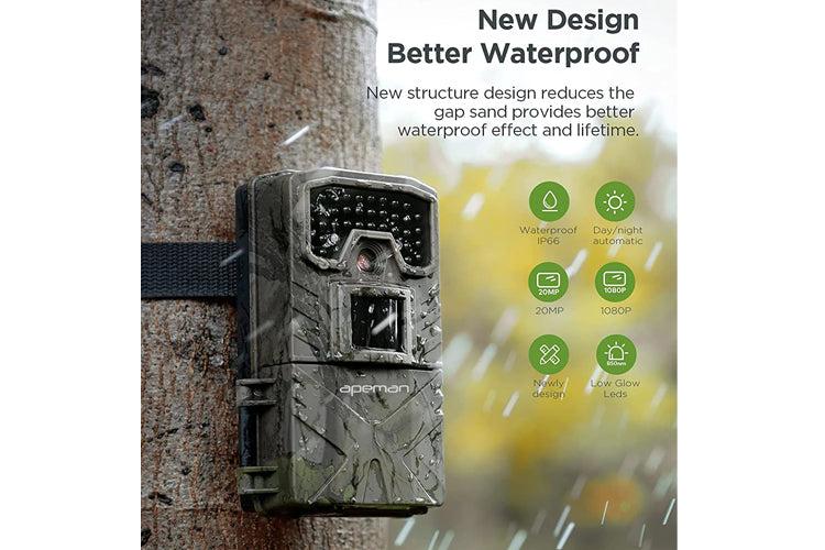 Apeman H50 20MP 1080P HD Trail Camera with Night Vision - Waterproof Hunting Game Camera for Wildlife Monitoring, Outdoor Security, and Nature Photography