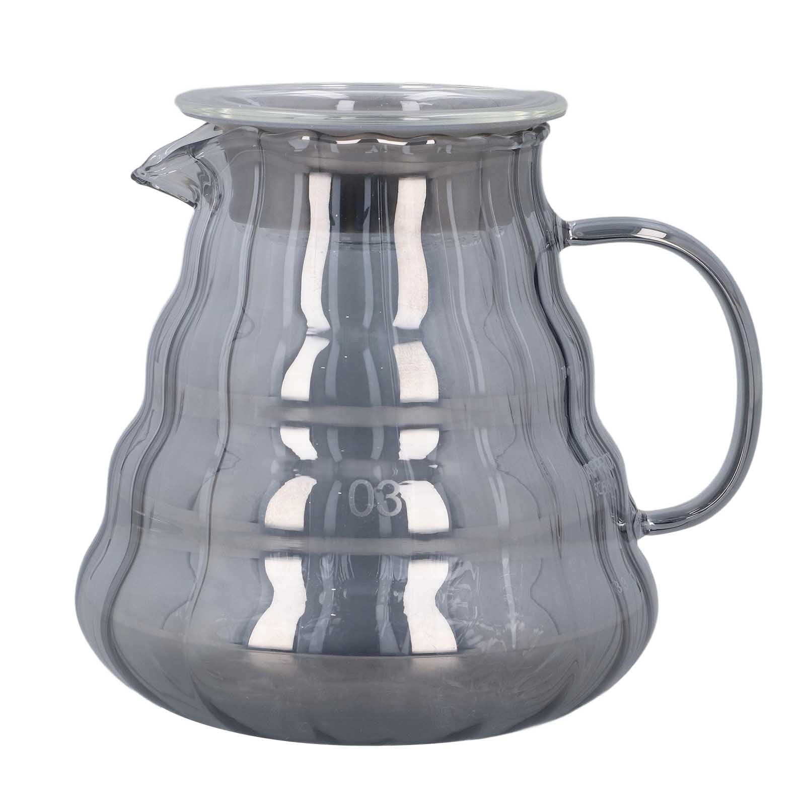 300ml Heat-Resistant Glass Coffee Carafe with Electroplated Grey Stripes - Clear Coffee Server & Decanter for Pour Over, French Press & Drip Coffee Makers - Perfect for Home, Office & Coffee Shops