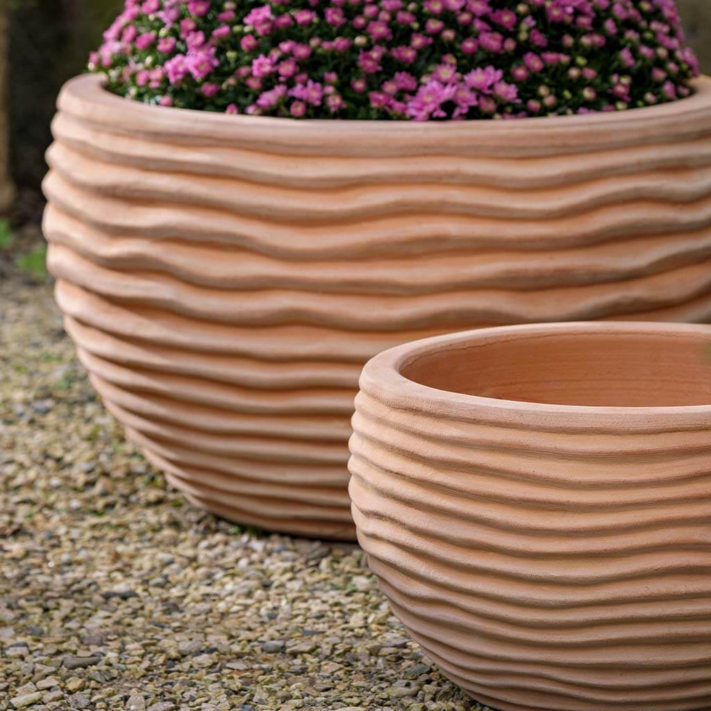 Campania International Nami Planter Set of 3 - Terra Cotta Flower Pots for Indoor & Outdoor Plants, Succulents, Herbs - Perfect for Home, Garden, and Patio Decor