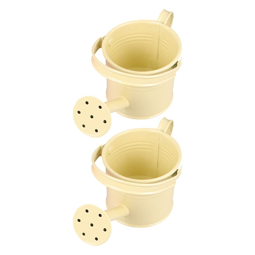 2-Pack Small Metal Watering Can for Kids - Indoor & Outdoor Plant Watering Can with Spray Spout - Decorative Beige Vase for House Plants, Gardening, Home & Garden Decor | Perfect for Balcony Flowers, Succulent Care, and Classroom Gardening Activities
