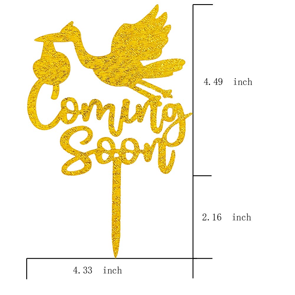 Gold Glitter Cake Topper for Baby Shower, Gender Reveal Party, Stork Silhouette Wedding Cake Decor - Perfect for Birthday Celebrations, Newborn Announcements and Special Occasions