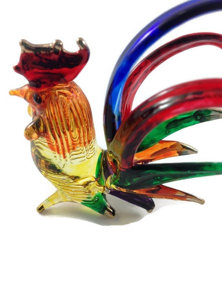 Hand-Blown Clear Glass Crystal Chicken Figurine - Tiny Art Hen Sculpture for Animal Collections & Home Decor | Perfect for Display, Gifts, and Farmhouse Decor