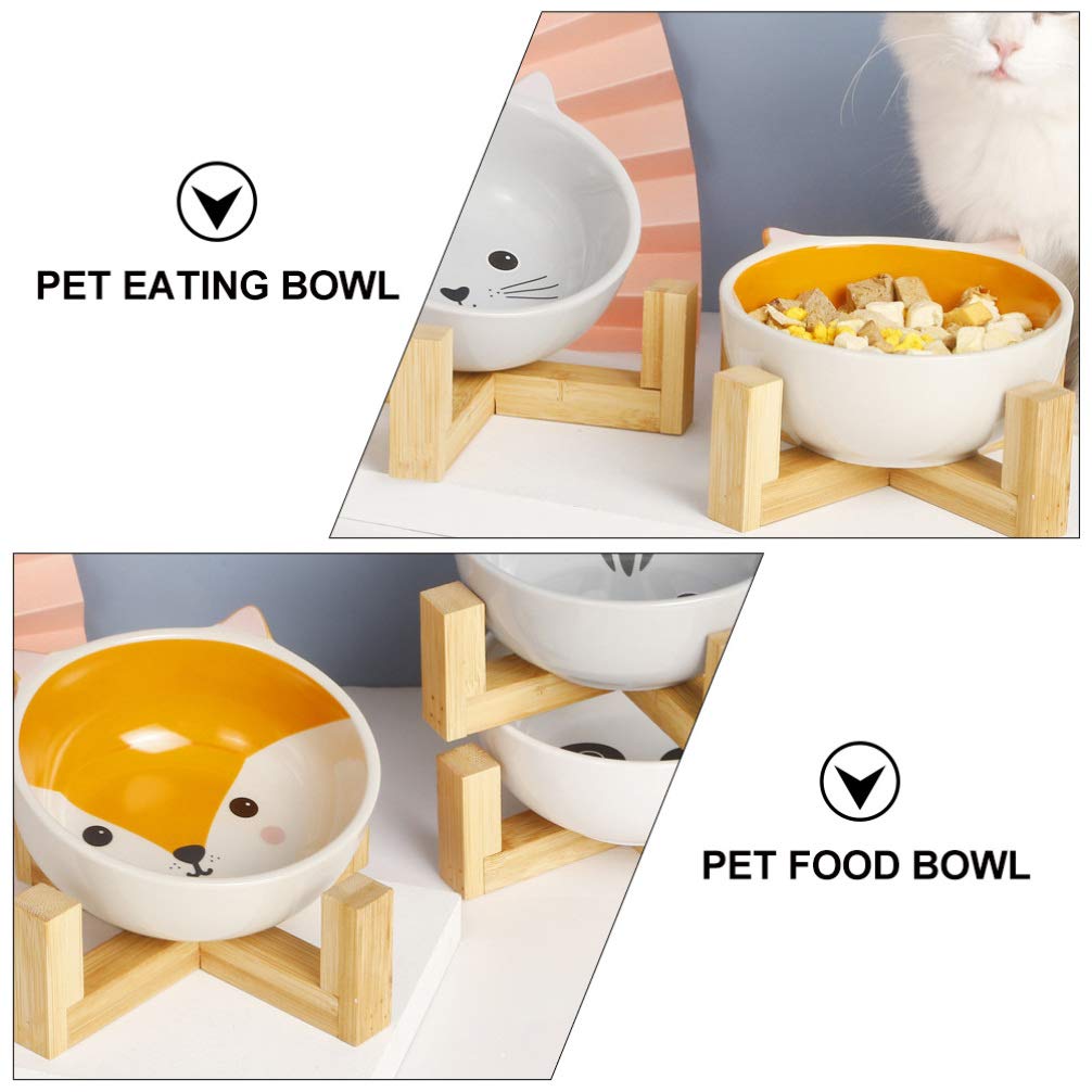 Elevated Ceramic Pet Bowl Set - Raised Cat & Dog Feeder Dish for Healthy Eating