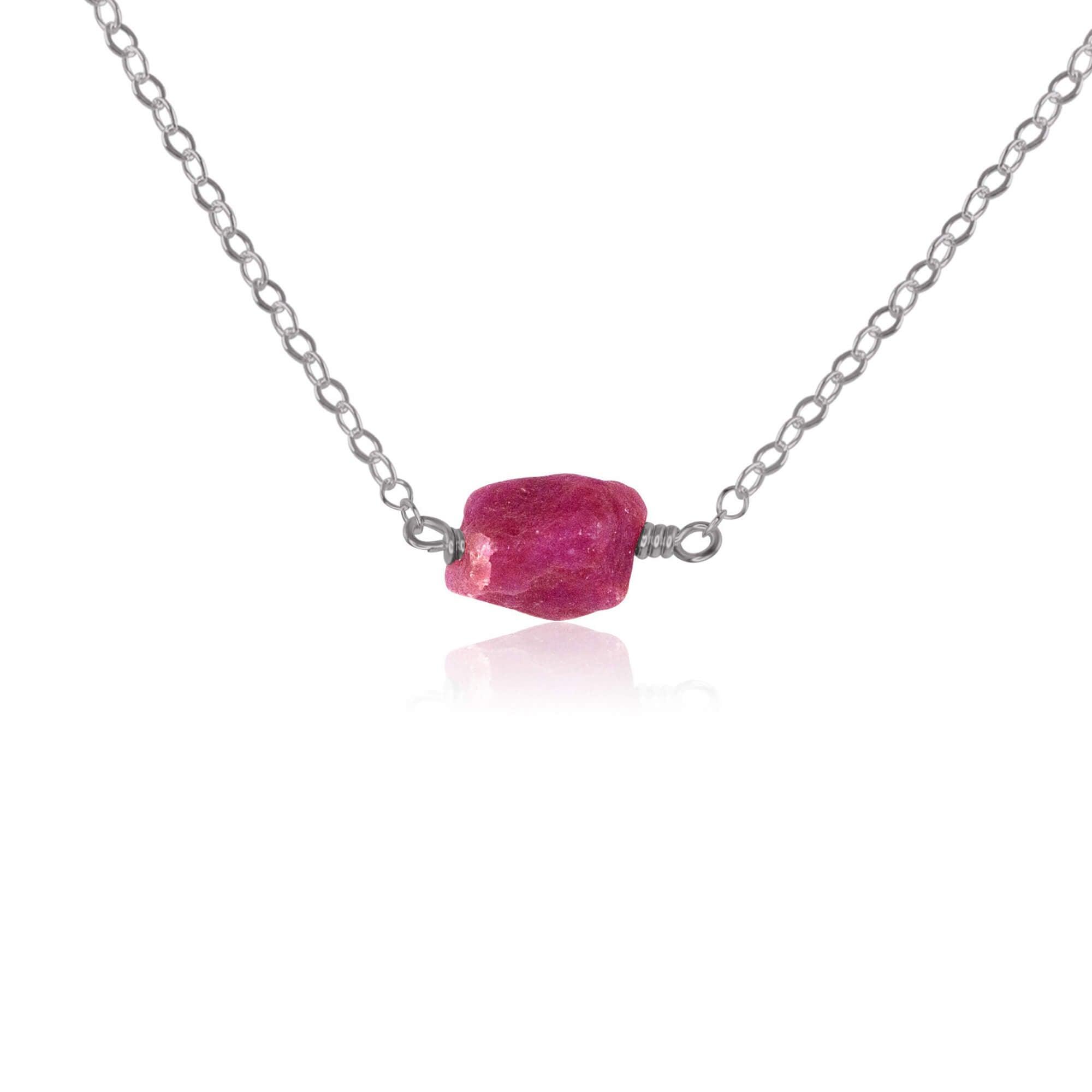 Natural Raw Earth Red Ruby Crystal Nugget Necklace - Handmade Boho Jewelry for Women - Perfect for Layering, Gift Giving & Spiritual Healing
