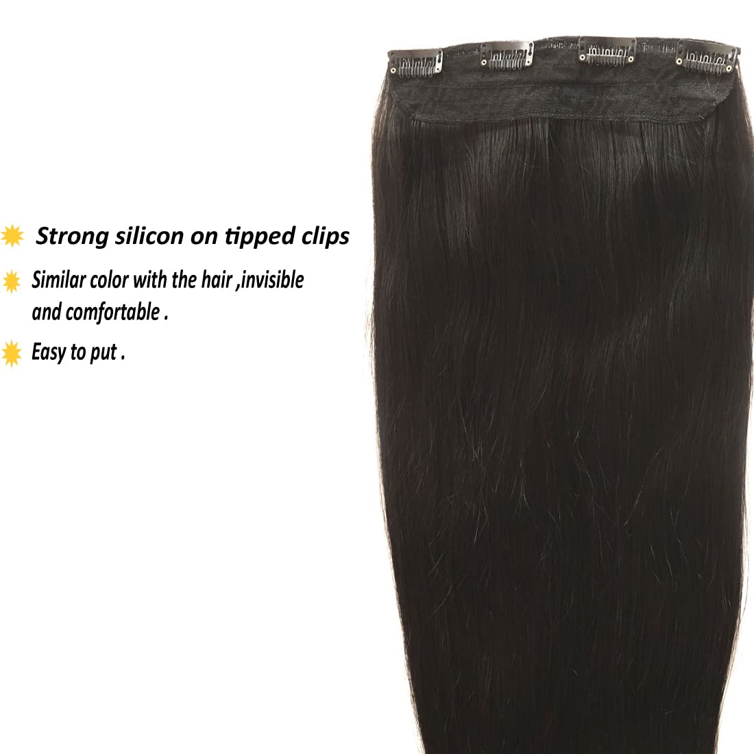 CADENZA HAIR 4 Clip-in Human Hair Extensions 18 Inch 100g Natural Black Remy Straight - Real Human Hair for Women - Perfect for Daily Styling, Volume Boost & Special Occasions