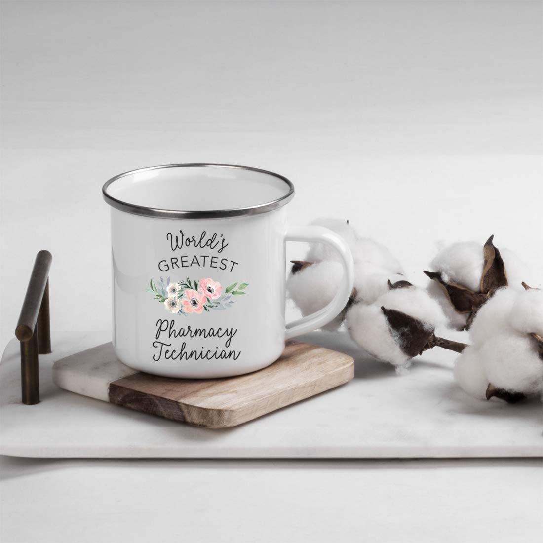 Andaz Press 11oz Stainless Steel Camping Coffee Mug with Pink Anemone Flower Design - Insulated Travel Mug for Pharmacy Technicians, Outdoor Enthusiasts - Perfect Gift for Birthday, Christmas, Nurses Week - Great for Camping, Hiking, Office Use & Daily Coffee Drinking