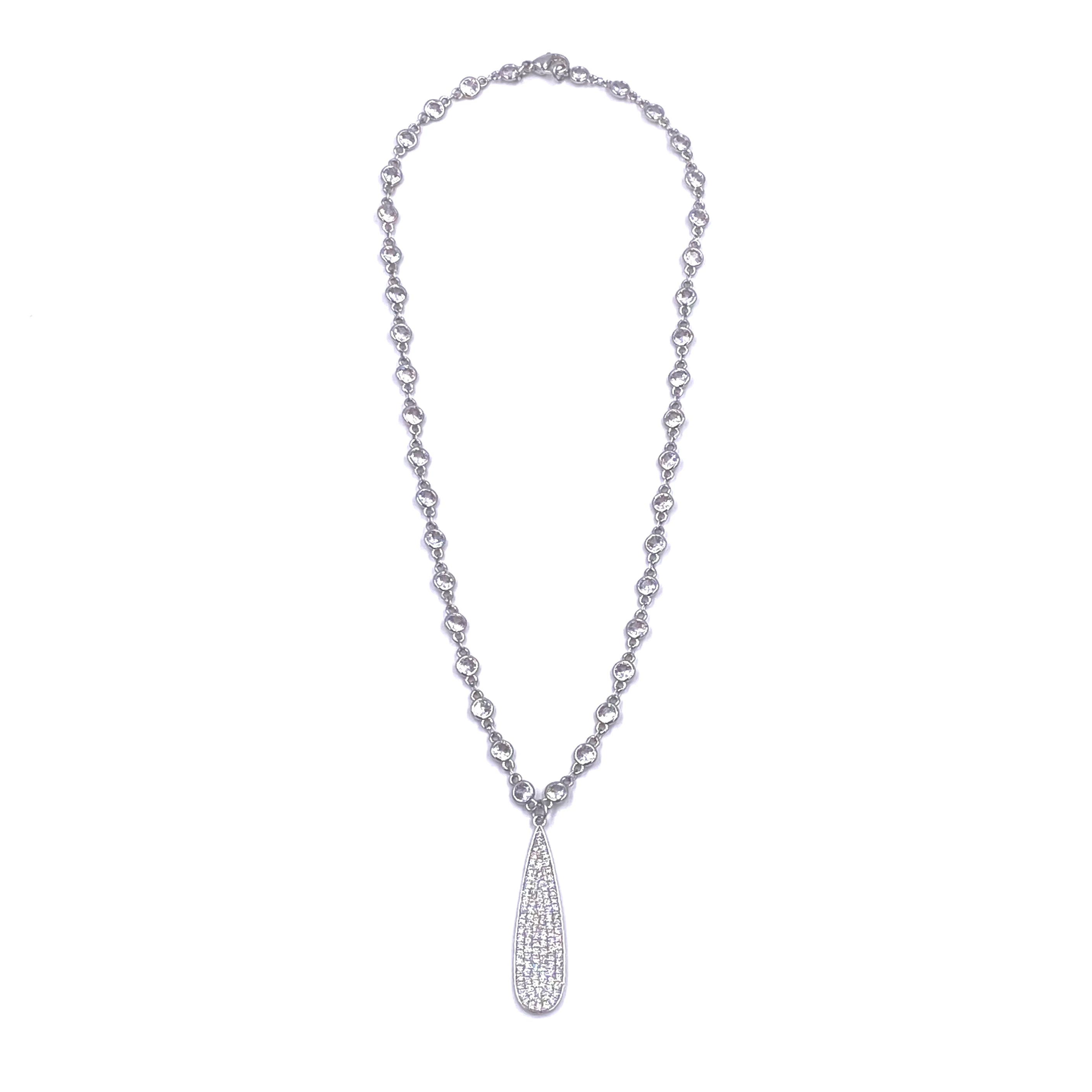 Ashley Gold Stainless Steel CZ Teardrop Necklace - Elegant Cubic Zirconia Jewelry for Women | Perfect for Weddings, Parties & Everyday Wear