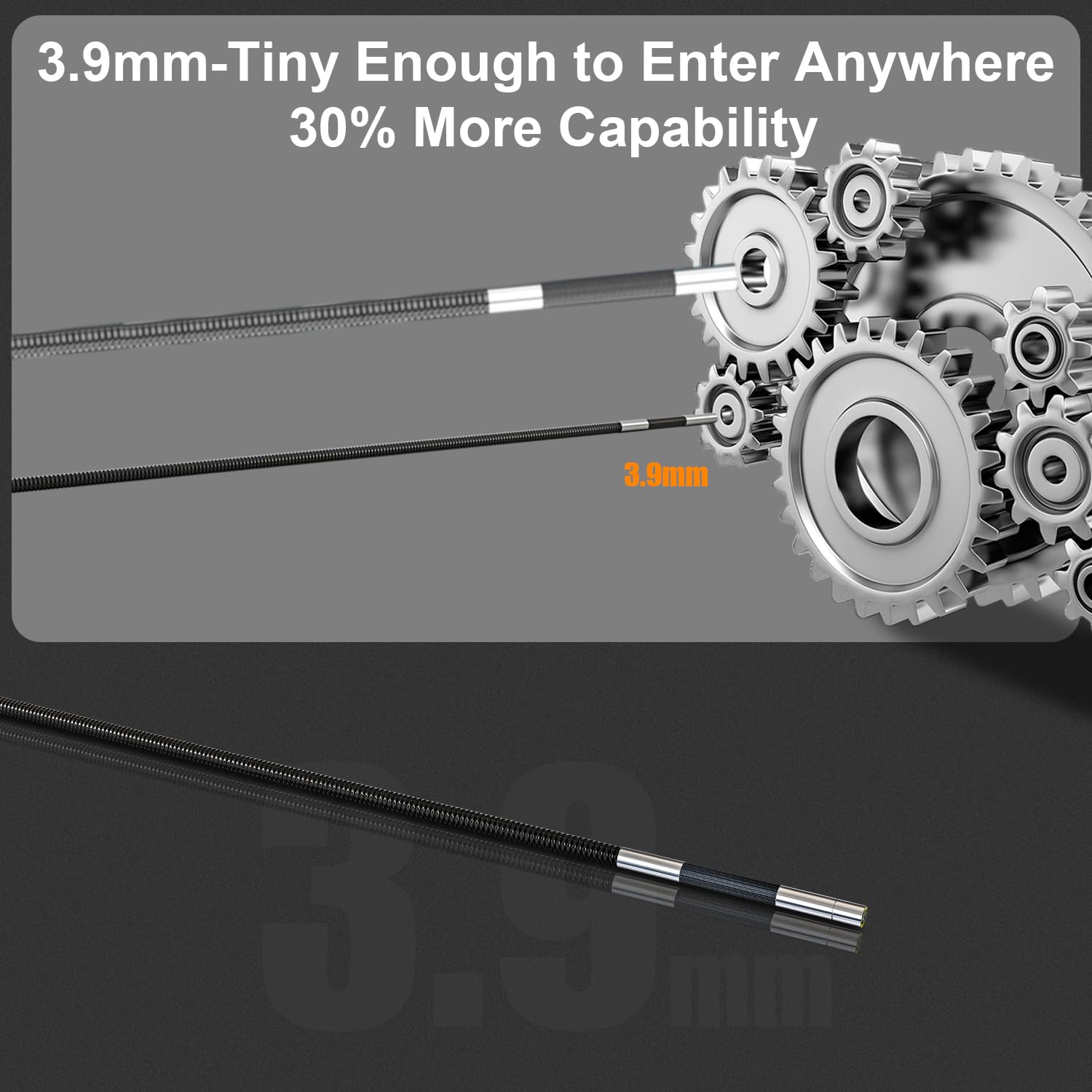 3.9mm Articulating Borescope - DXZtoz Professional Super Thin Endoscope Inspection Camera with 360° Rotatable Snake Camera, Flexible Gooseneck & LED Light - 3.3FT Waterproof Fiber Optic Scope - Perfect for Automotive Repair, Plumbing Inspection, HVAC Maintenance & DIY Home Projects