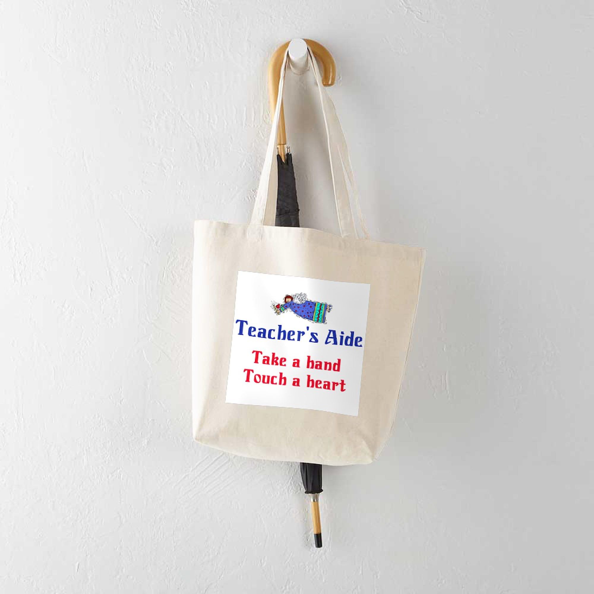 Teacher's Aide Tote Bag - Natural Canvas Reusable Shopping Bag for Teachers, School Supplies & Everyday Use - Perfect for Classroom, Groceries & Work Commute