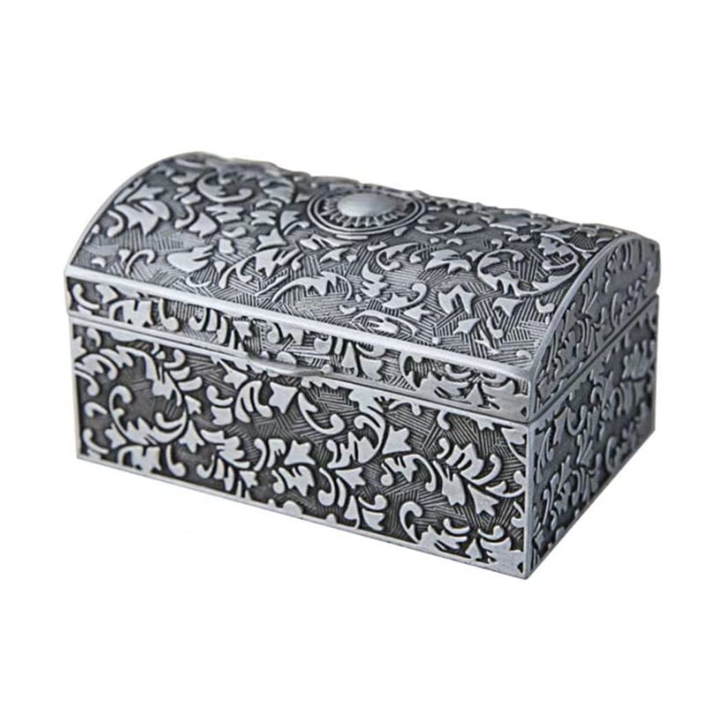 Vintage Metal Box - Small Trinket Storage Organizer for Jewelry, Rings & Keepsakes - 8.2x6x4.2cm Gray Decorative Box - Perfect for Home Decor, Gift Wrapping & Travel Accessories Storage