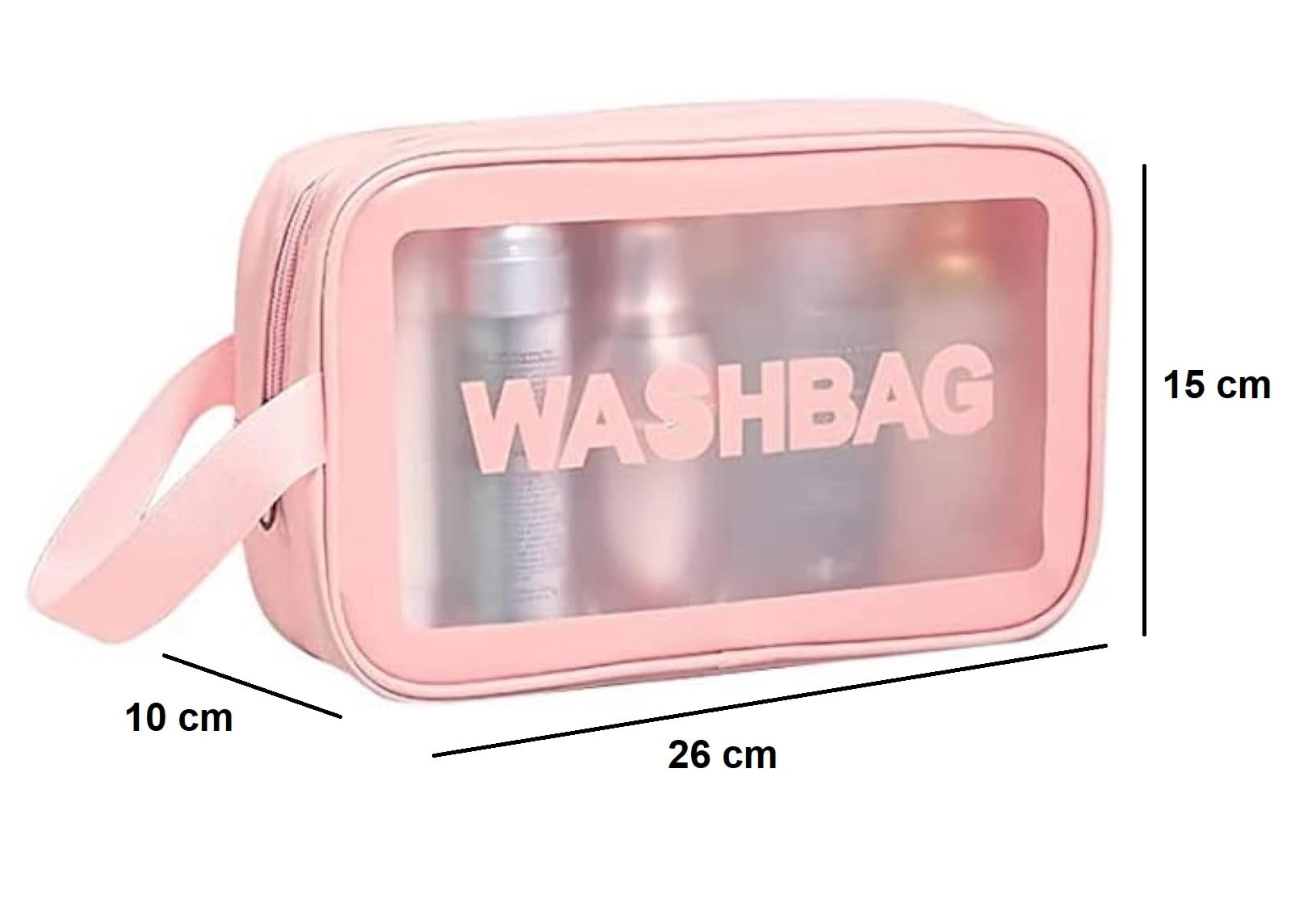 STRIPES® Essentials Clear Travel Toiletry Bag for Women - Waterproof Cosmetic Organizer with Zipper Closure | Makeup Storage Pouch | Perfect for Travel, Gym, and Daily Use - Pink (XJ6017_M)