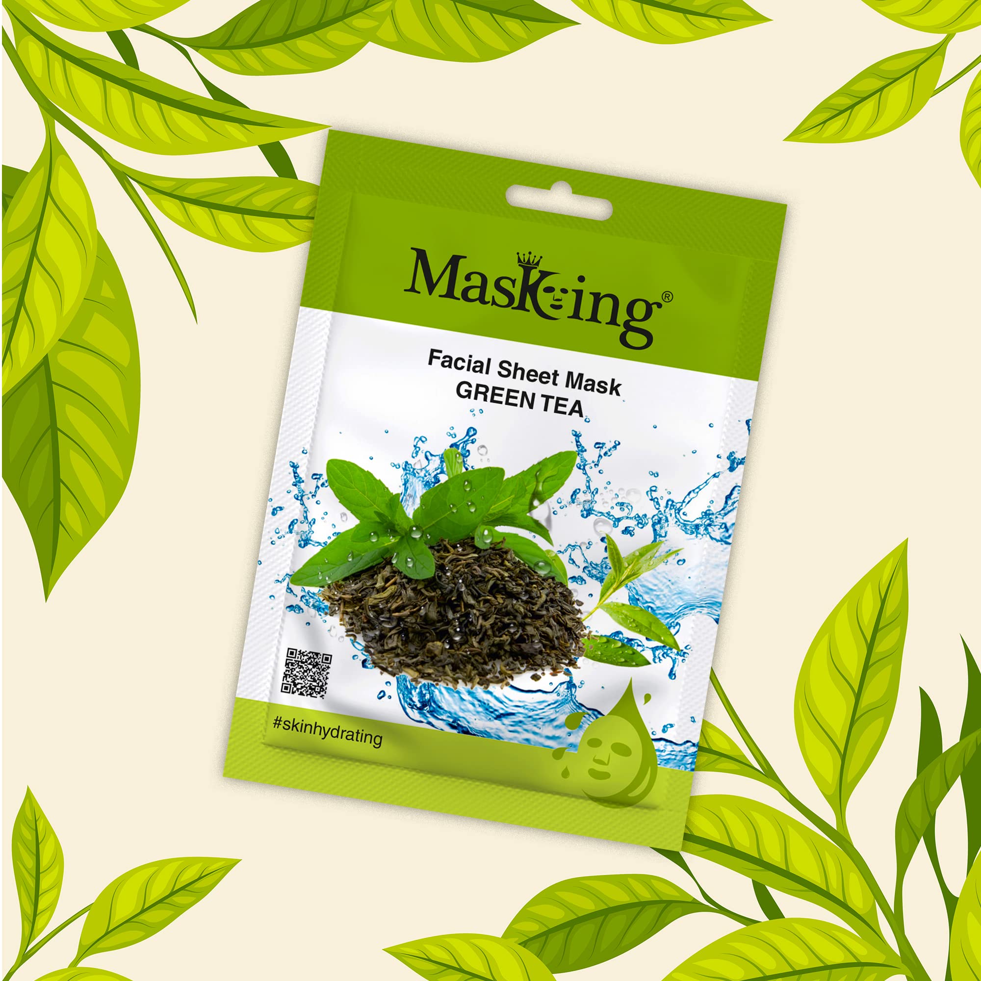 MasKing Beauty Facial Sheet Mask Set - Kiwi, Avocado, Potato, Green Tea & Aloe Vera Extract for Skin Brightening, Hydration & Glow - 100ml (5-Pack) for Women & Men | Perfect for Daily Skincare, Spa Day & Travel Essentials