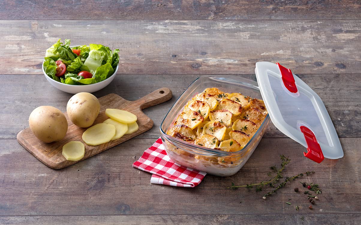 334S116 Rectangular Tempered Borosilicate Glass Food Storage Containers - Microwave & Oven Safe (Lid Not Included) - BPA Free 3-Piece Set Made in France - Perfect for Meal Prep, Leftovers & Reheating