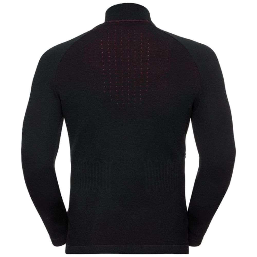 Odlo Men's Heated Ski Base Layer 1/2 Zip - Thermal Underwear for Cold Weather - Perfect for Skiing, Snowboarding & Winter Outdoor Activities