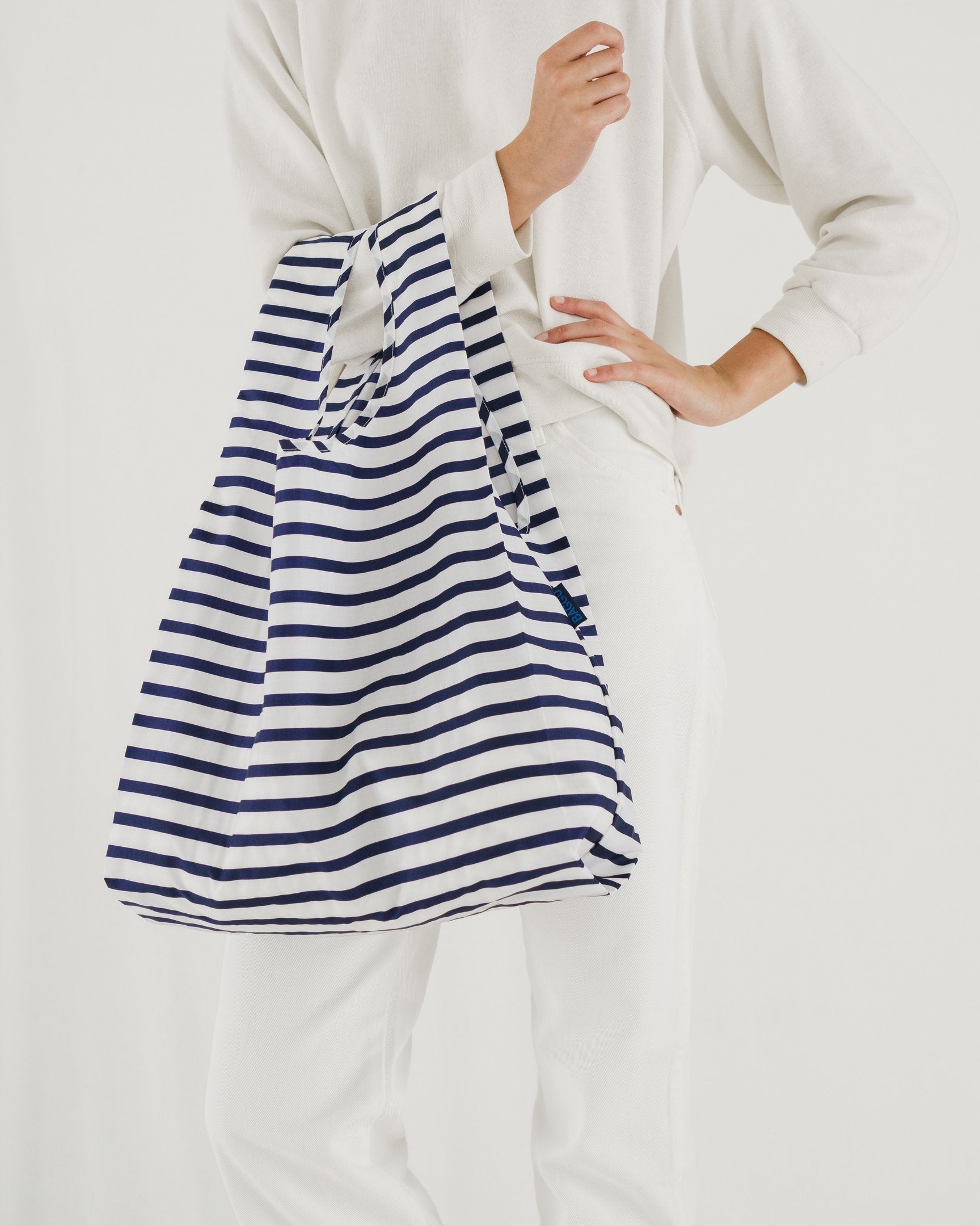 Baggu Standard Reusable Shopping Bag - Eco-Friendly Grocery Tote with Sailor Stripe Design | Perfect for Groceries, Beach Trips & Daily Errands