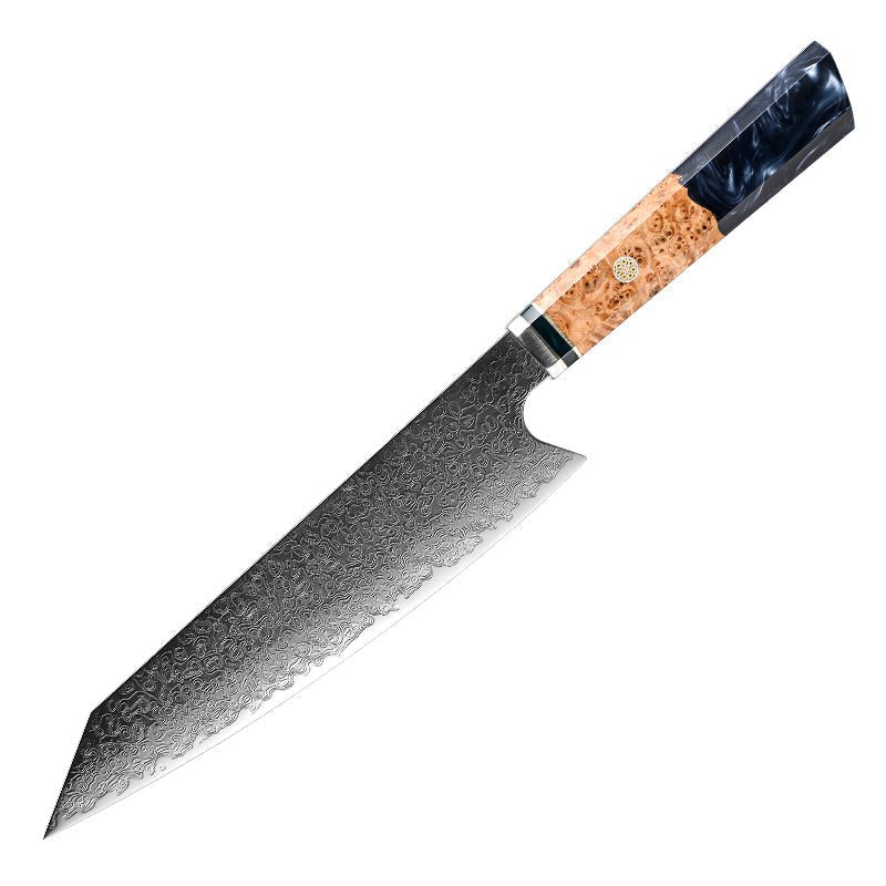 Premium Japanese VG10 Damascus 8-Inch Chef Knife with Exotic Olive Wood Handle & Leather Sheath – Perfect for Professional Chefs, Home Cooking, and Gourmet Food Preparation
