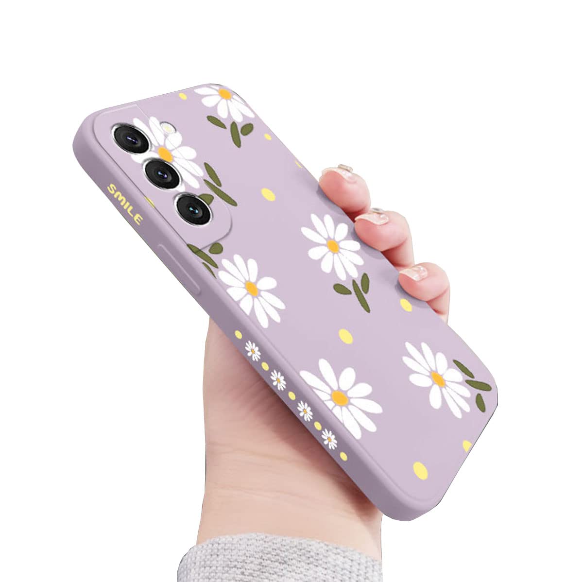 **Cute Daisy Pattern Galaxy S21+ Plus Case – Slim Shockproof TPU Bumper with Full Camera Lens Protection | Liquid Silicone Protective Cover for Samsung Galaxy S21+ Plus 5G (6.7