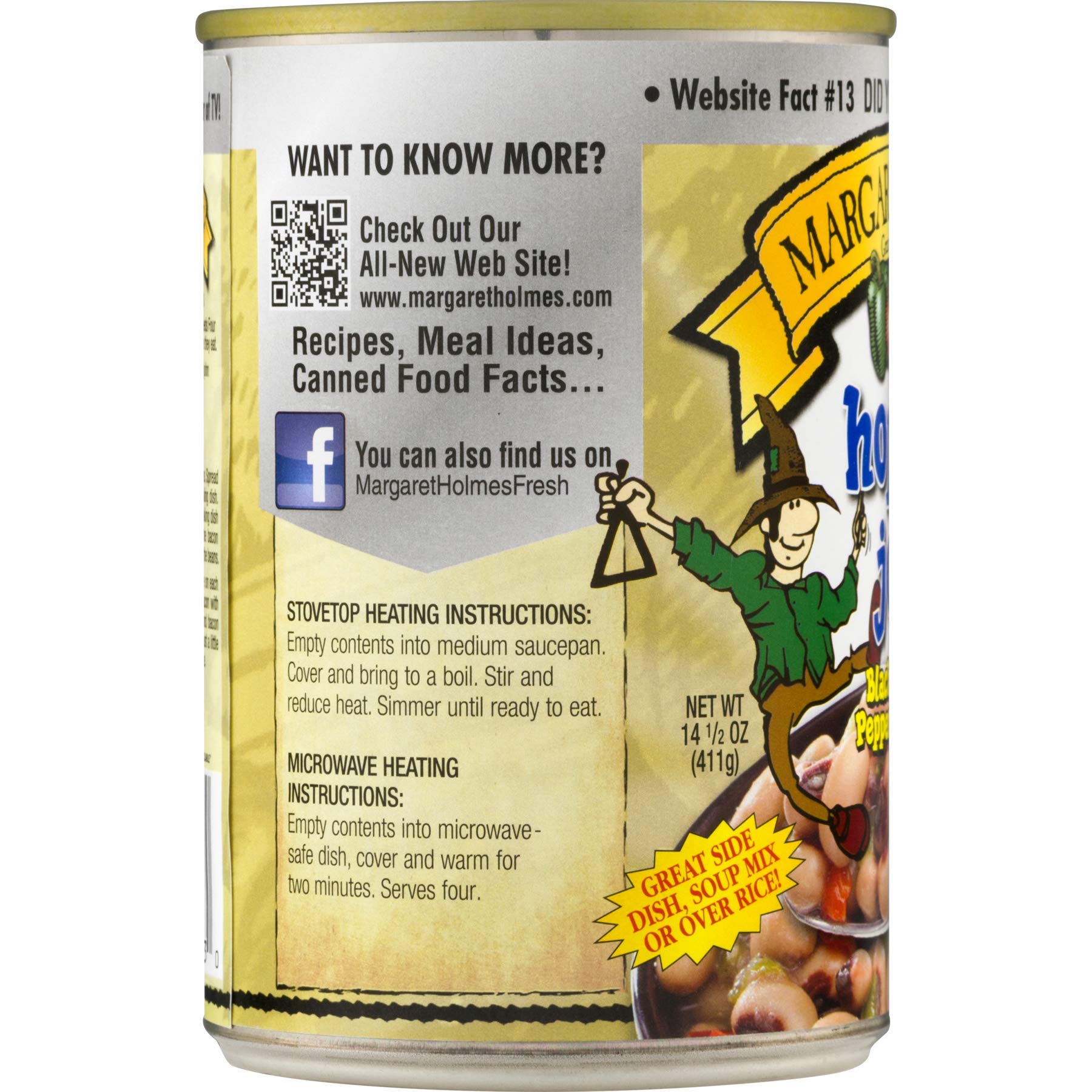 Margaret Holmes Hoppin' John with Black Eyed Peas, Peppers & Onions - 2 Pack (14.5 oz Cans) - Southern Style Canned Beans for Quick Meals, Camping & Emergency Food Storage