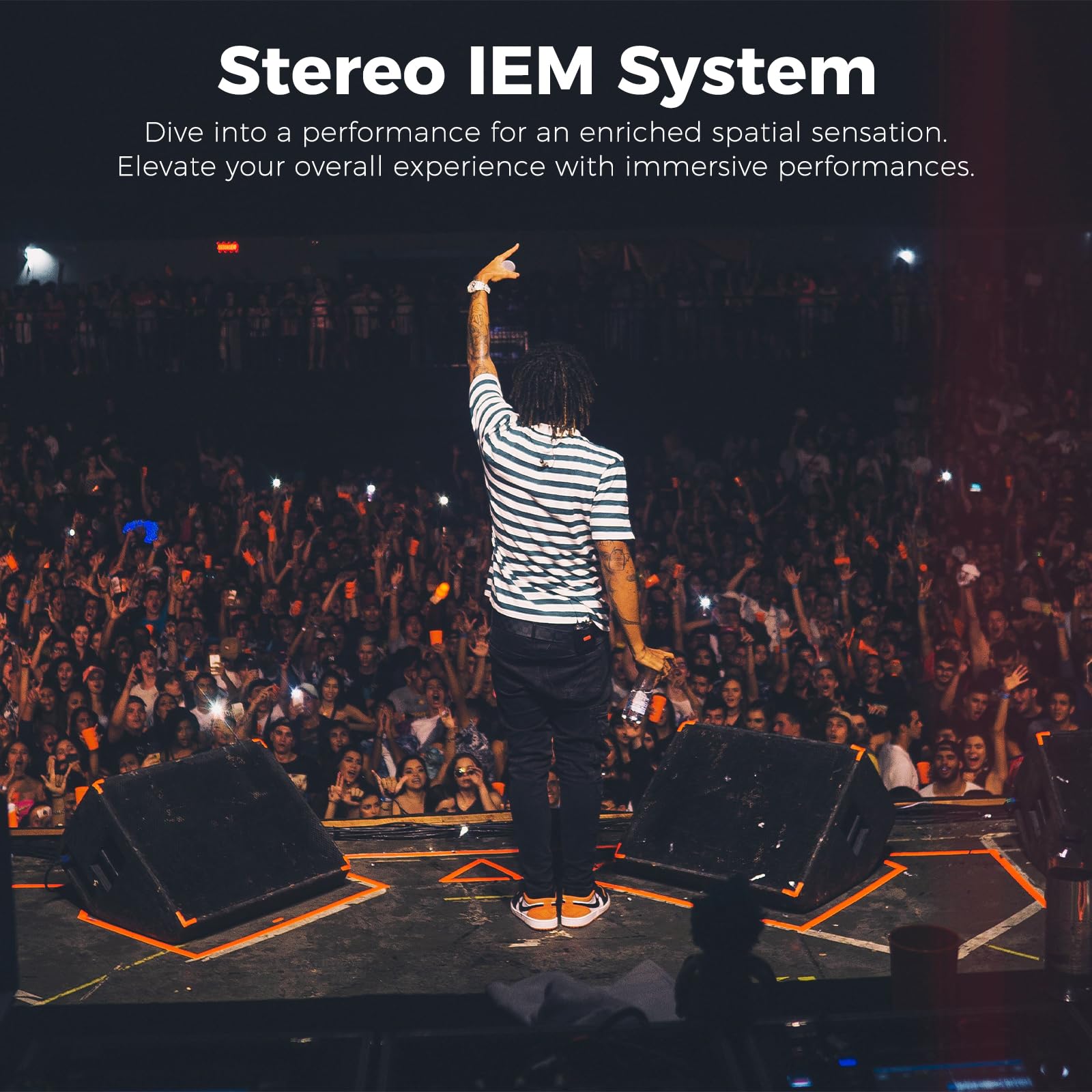 XTUGA SEM200 Professional 2-Channel UHF Wireless In-Ear Monitor System with 230ft Range - 2 Bodypacks + 1 Transmitter for Live Performances, Church Worship & Studio Recording