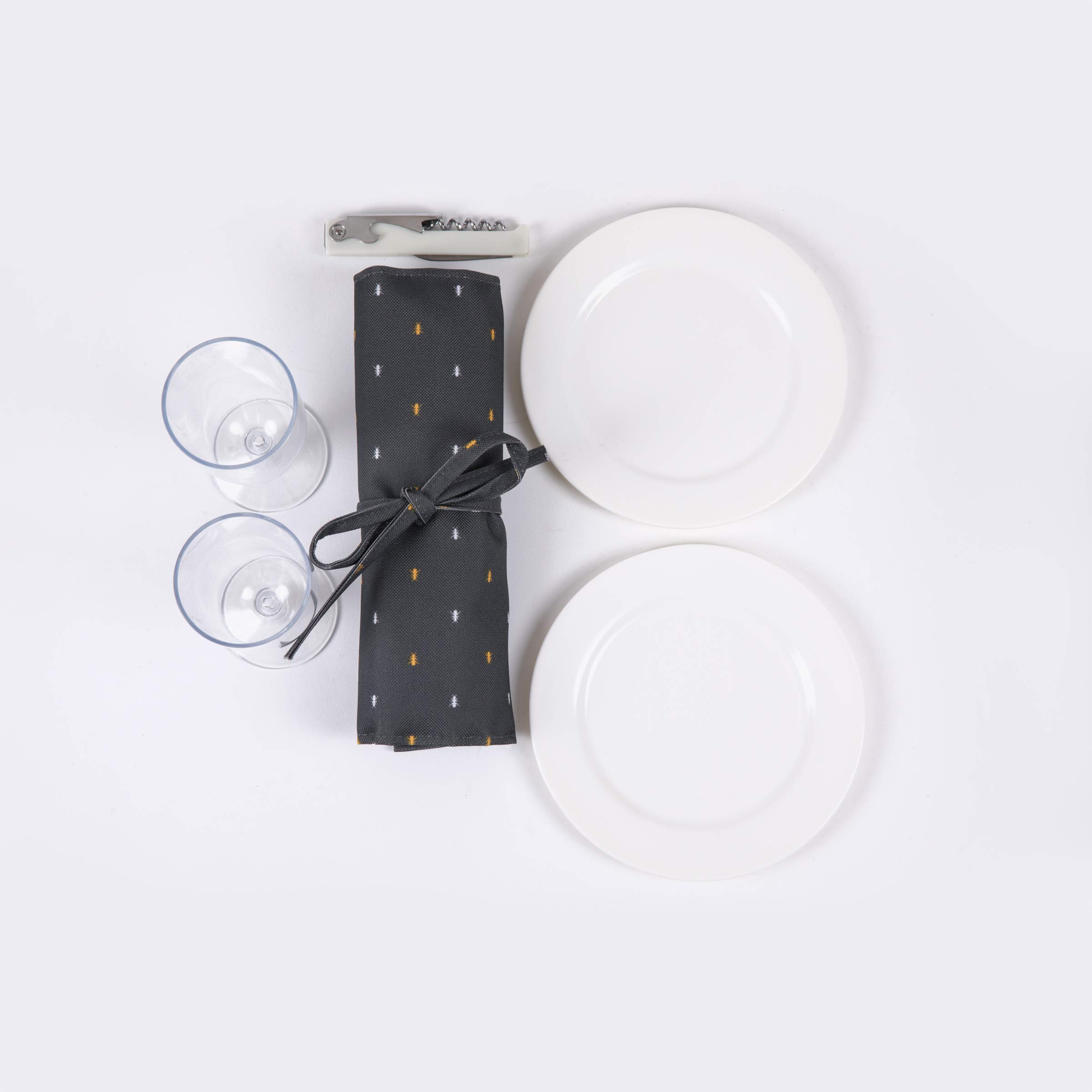 Romantic Picnic Basket for 2 with Complete Picnic Set - Includes Utensils, Wine Glasses, Plates & Opener | Gray & Gold Anthology Collection | Perfect for Outdoor Dates, Beach Picnics & Anniversary Gifts