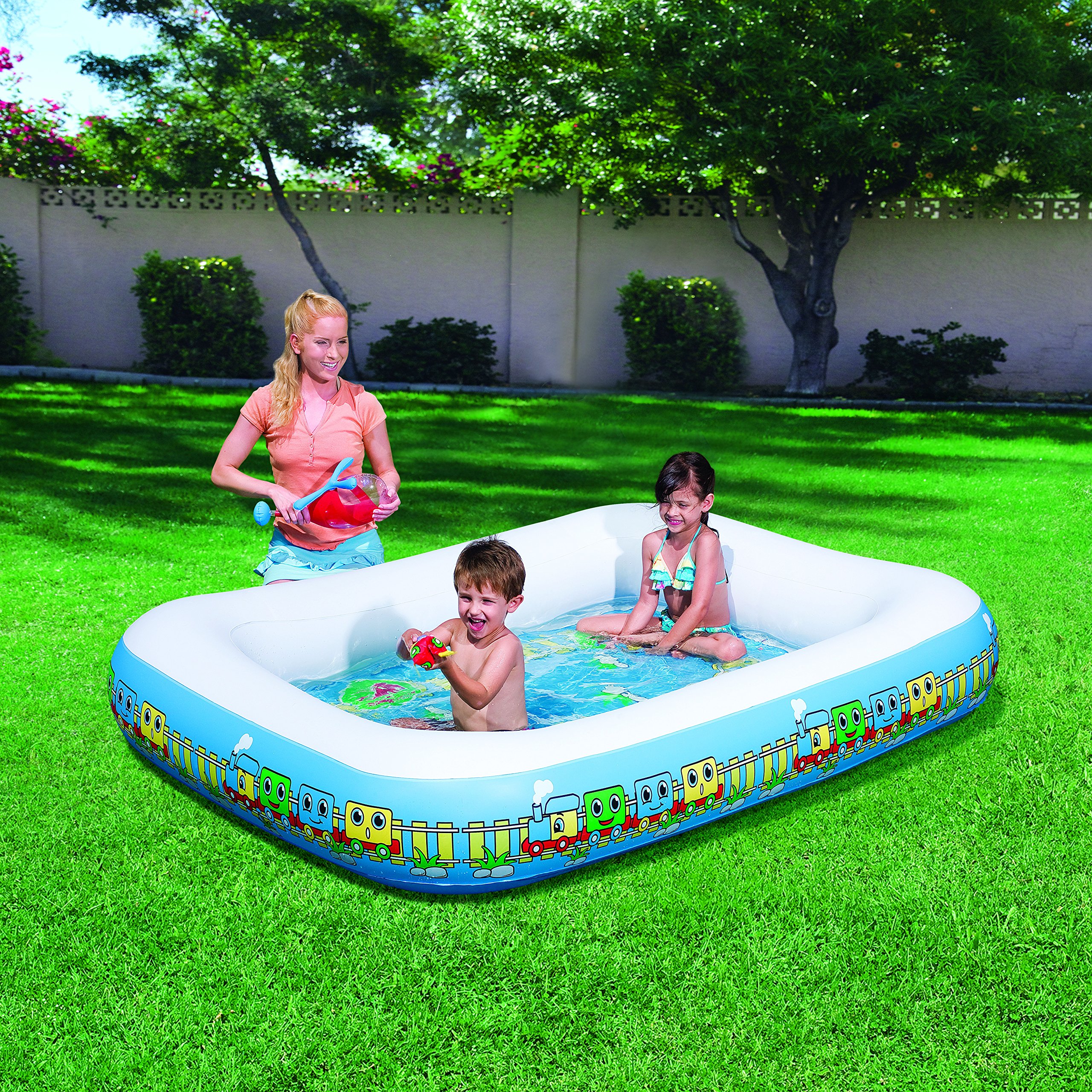 Bestway Splash and Play 1-2-3 Train Activity Pool for Kids - Inflatable Water Toy for Toddlers, Fun Outdoor Summer Swimming Pool Games, Backyard & Beach Water Play