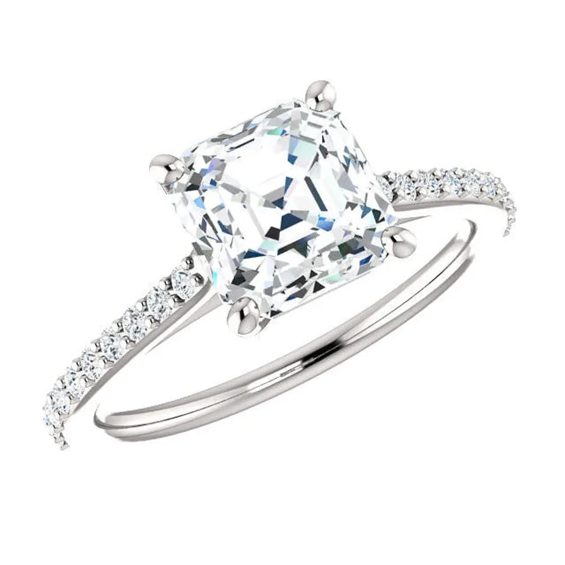 2.70 CT Asscher Cut Moissanite Engagement Ring Set for Women - Vintage Wedding Bridal Solitaire Ring with 4-Prong Setting, Diamond Alternative Anniversary Gift (Perfect for Proposals, Weddings & Special Occasions)