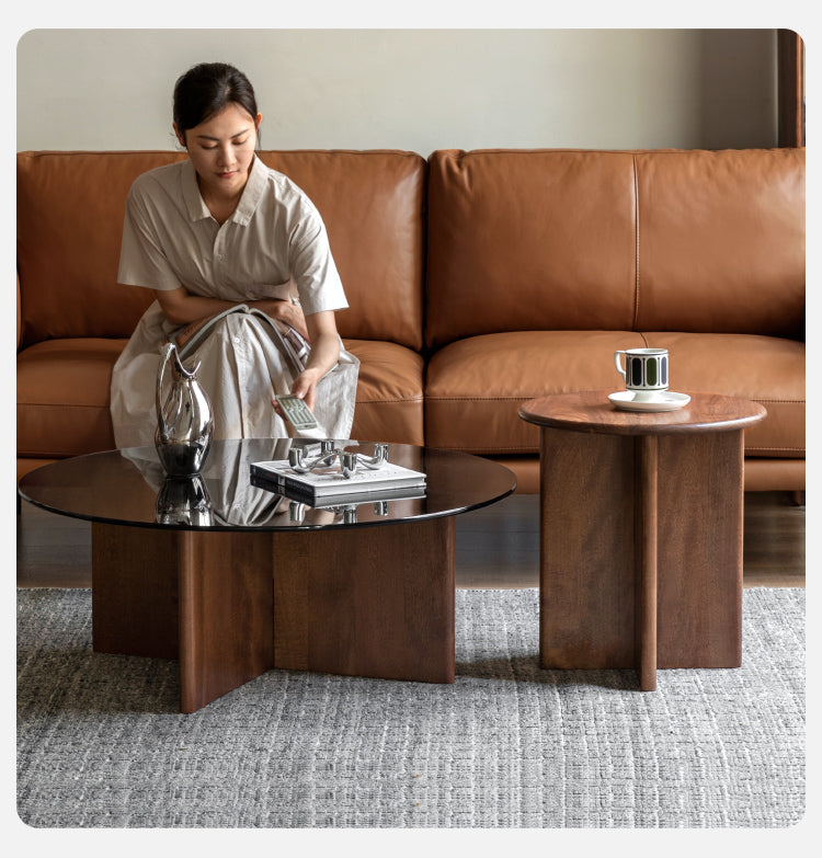 Black Walnut Round Coffee Table with Storage - Modern Living Room Furniture for Small Spaces | Perfect for Apartments, Dorms & Cozy Homes