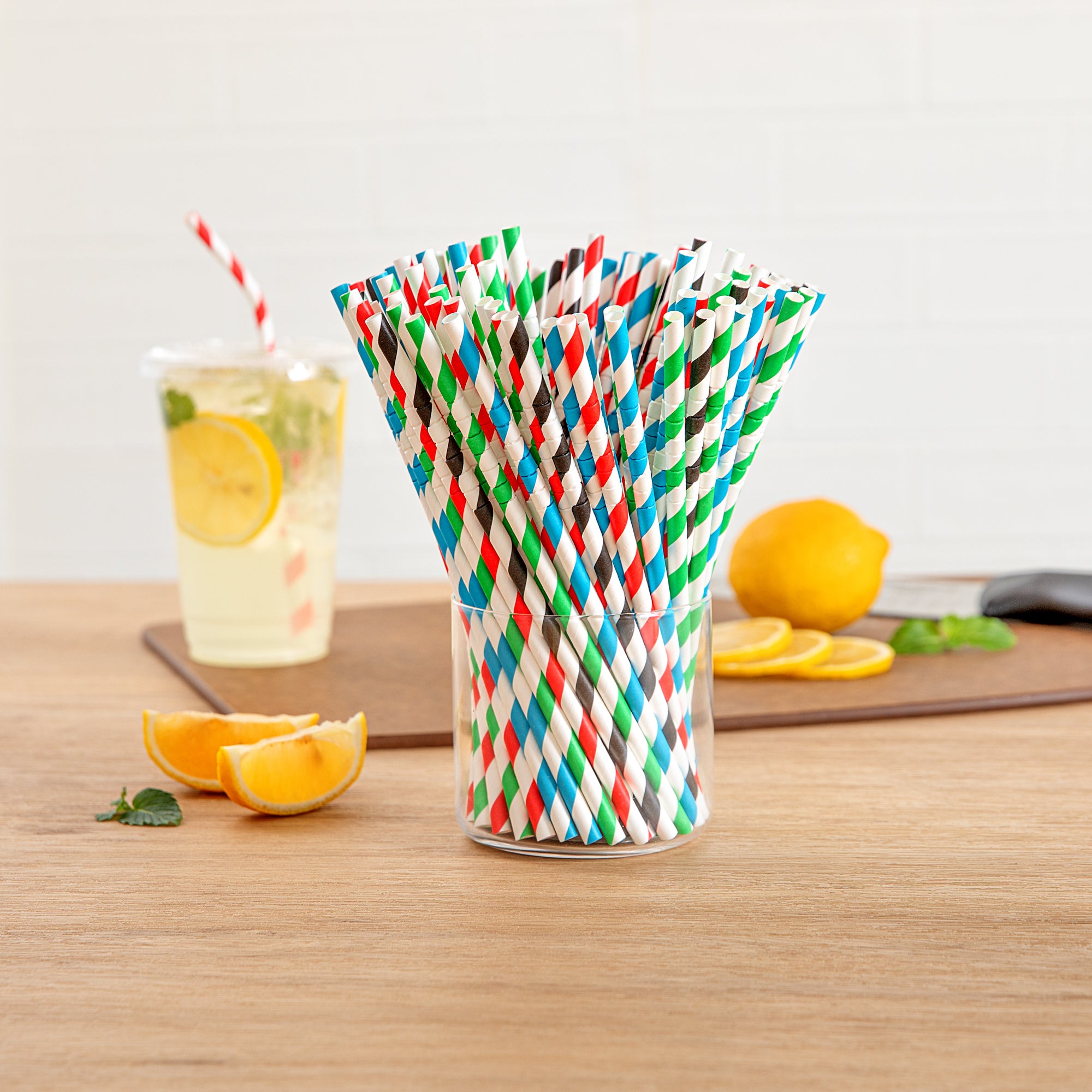 Basic Nature Assorted Paper Bendable Straws - Unwrapped, Biodegradable, 6mm x 7 3/4 Inch, 1000 Count Box - Eco-Friendly Drinking Straws for Parties, Restaurants & Home Use
