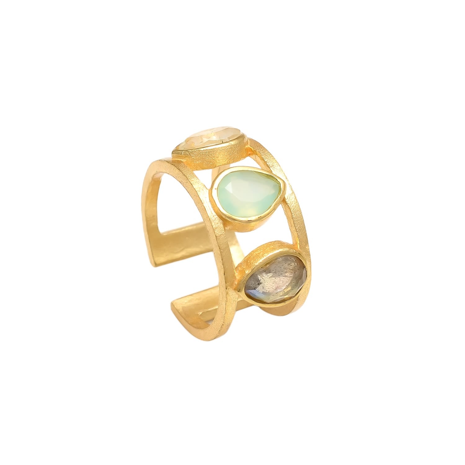 Elegant Gilded Seafoam Green Statement Ring for Women - Vintage Inspired Jewelry for Parties, Weddings & Special Occasions