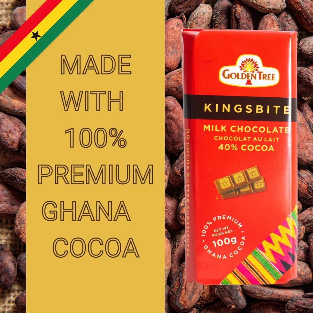 Kingsbite Award Winning 40% Cocoa Milk Chocolate Bar - All Natural, Ethically Sourced Single Origin Ghana Chocolate (1 Bar) - Perfect for Gifts, Desserts & Healthy Snacking