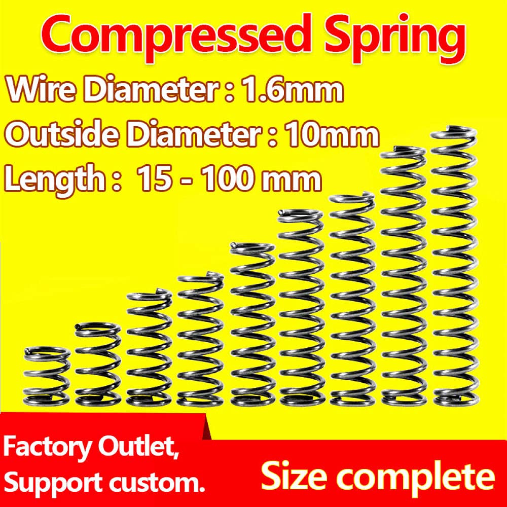 High-Quality Compression Spring 1.6mm Wire Diameter 10mm Outer Diameter 15mm Length (10Pcs) - Durable Pressure Return Release Springs for Industrial Machinery, Automotive Repair, and DIY Projects