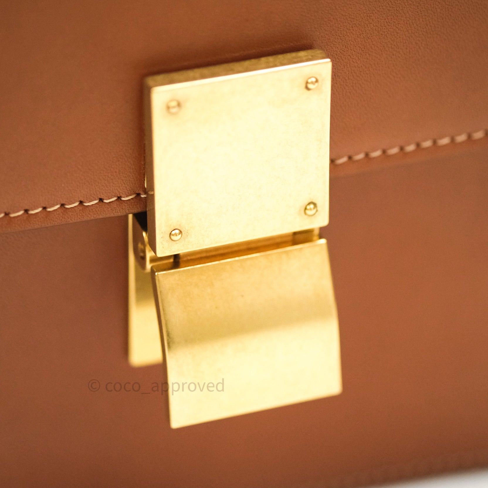 Celine Box Bag in Brown Tan Calfskin Leather with Gold Hardware - Medium Classic Crossbody Bag for Women | Perfect for Work, Travel & Everyday Use