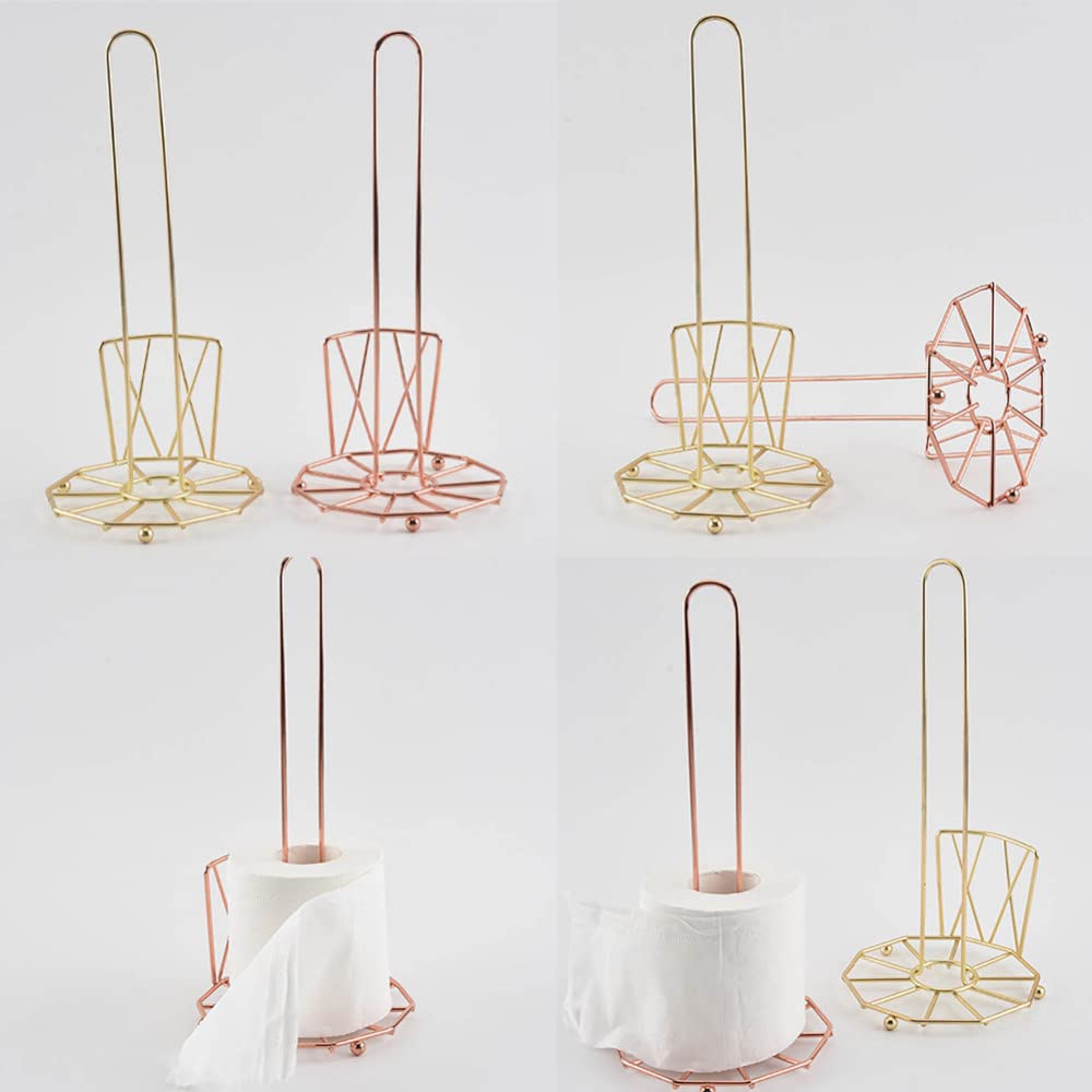 Rose Gold Vertical Floor Standing Paper Towel Holder - Elegant Bathroom & Kitchen Organizer for Toilet Paper, Paper Towels & Napkins | Perfect for Home, Office & Restaurant Use