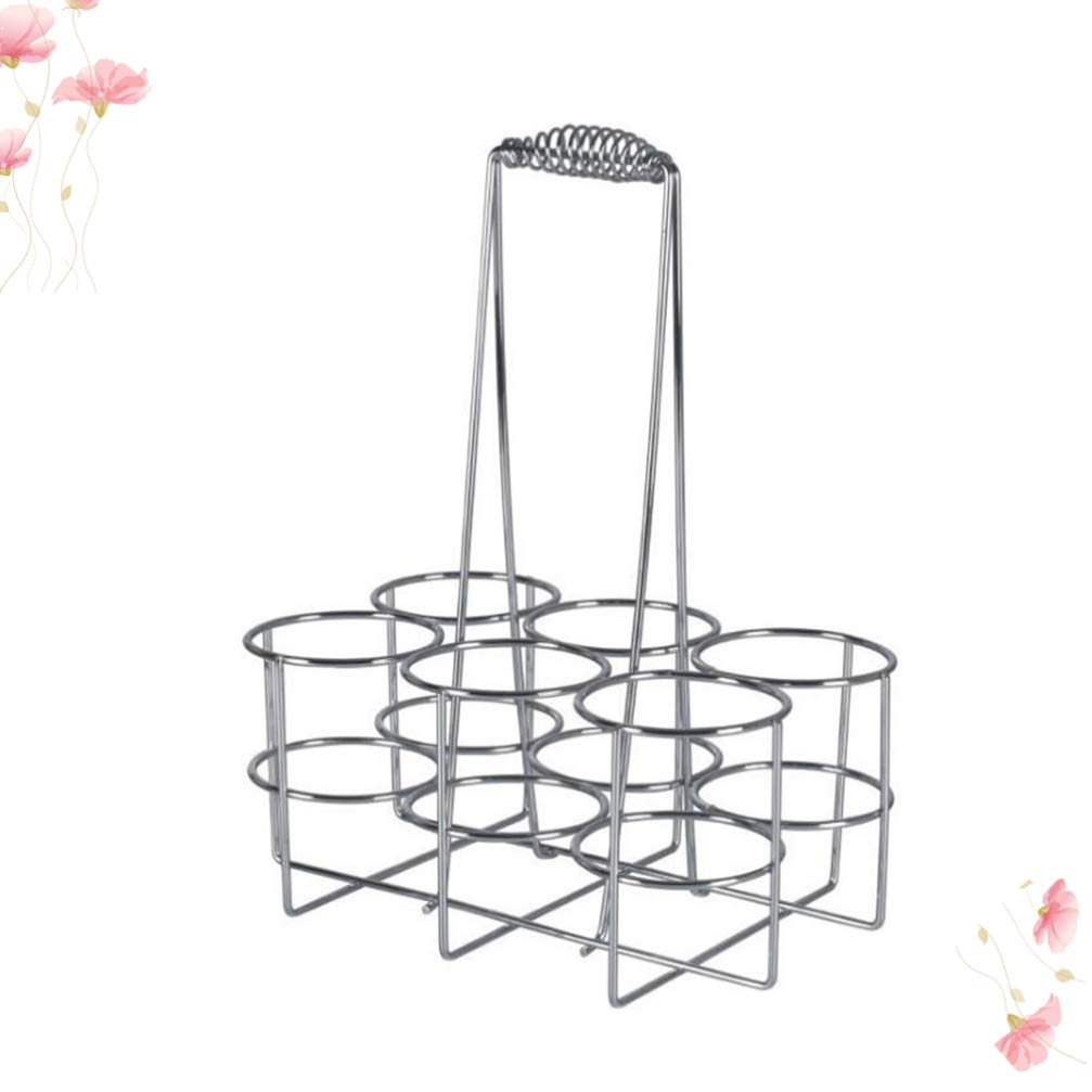 Stainless Steel Beer Caddy & Wine Bottle Holder - 6 Can Portable Metal Carrier with Handle for Kitchen, Pantry, Camping, Picnics & Parties | Durable Storage Shelf for Beer, Soda & Beverages